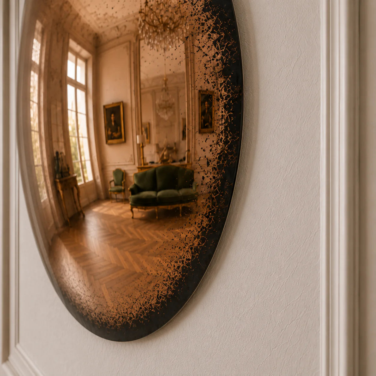 Convex Mirror | Antiqued Cognac Mirror Interior Moderna