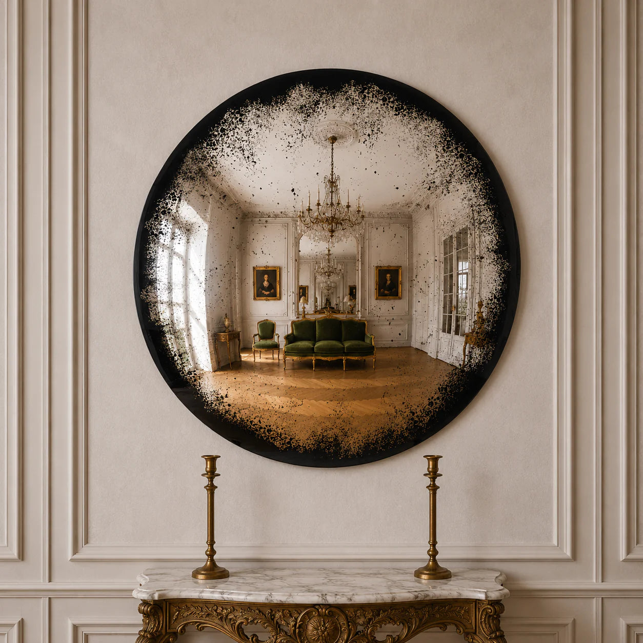 Convex Mirror | Antiqued Mercury Mirror Interior Moderna
