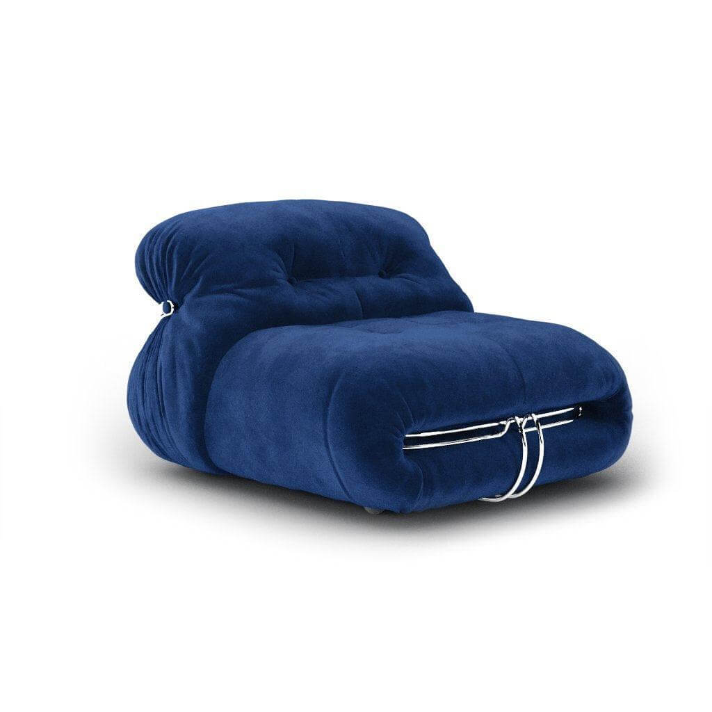 Soriana Single Sofa Interior Moderna Ocean Blue Velvet