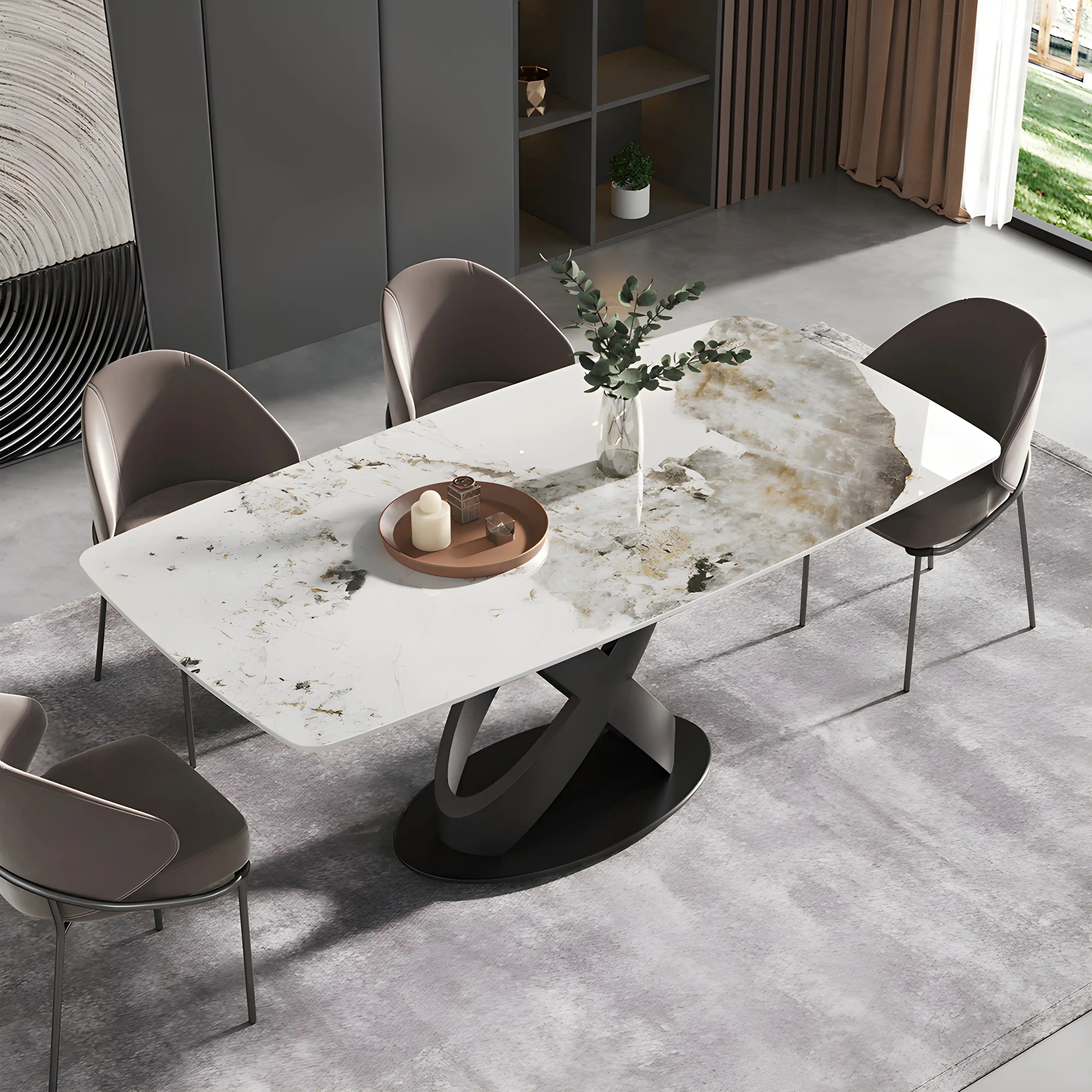 Valessa Cross Dining Table Table Interior Moderna Black White + Gray