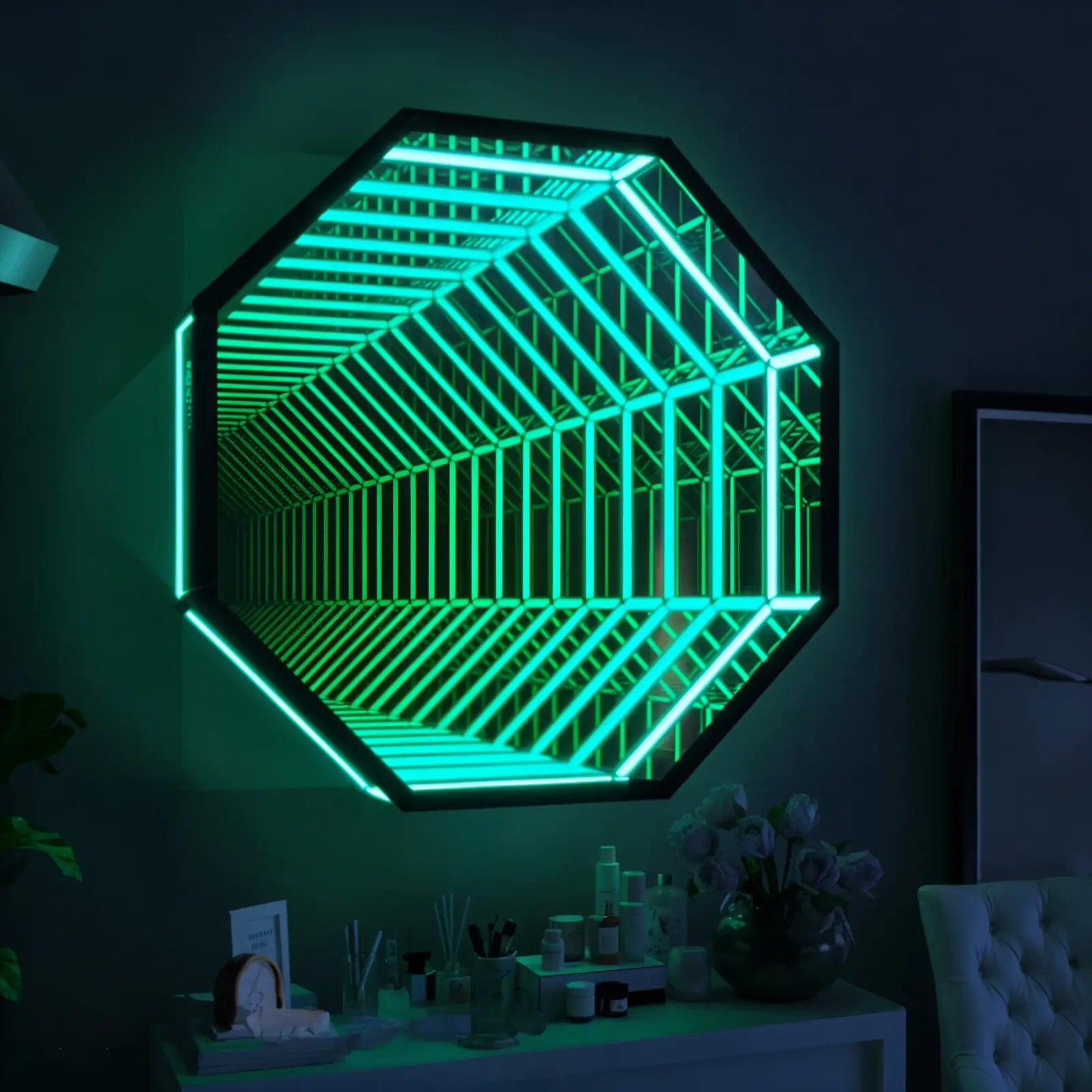 3D Octagon Infinity Mirror Mirror Interior Moderna 11.8"