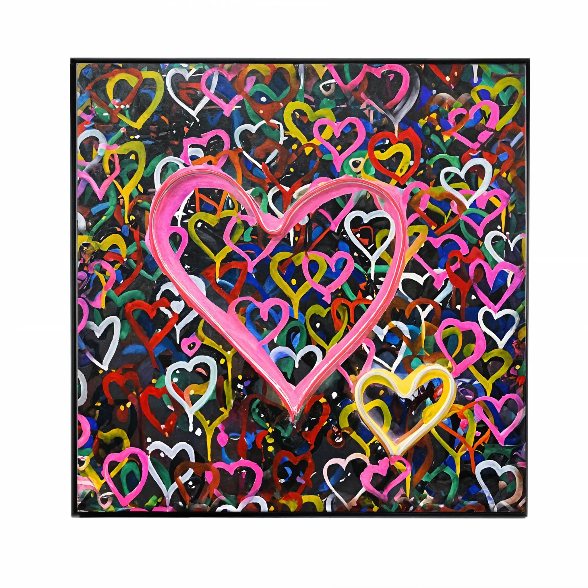 Banksy Hearts Street Art | LED Canvas | Pink Neon Heart Wall Décor Wall Art Interior Moderna