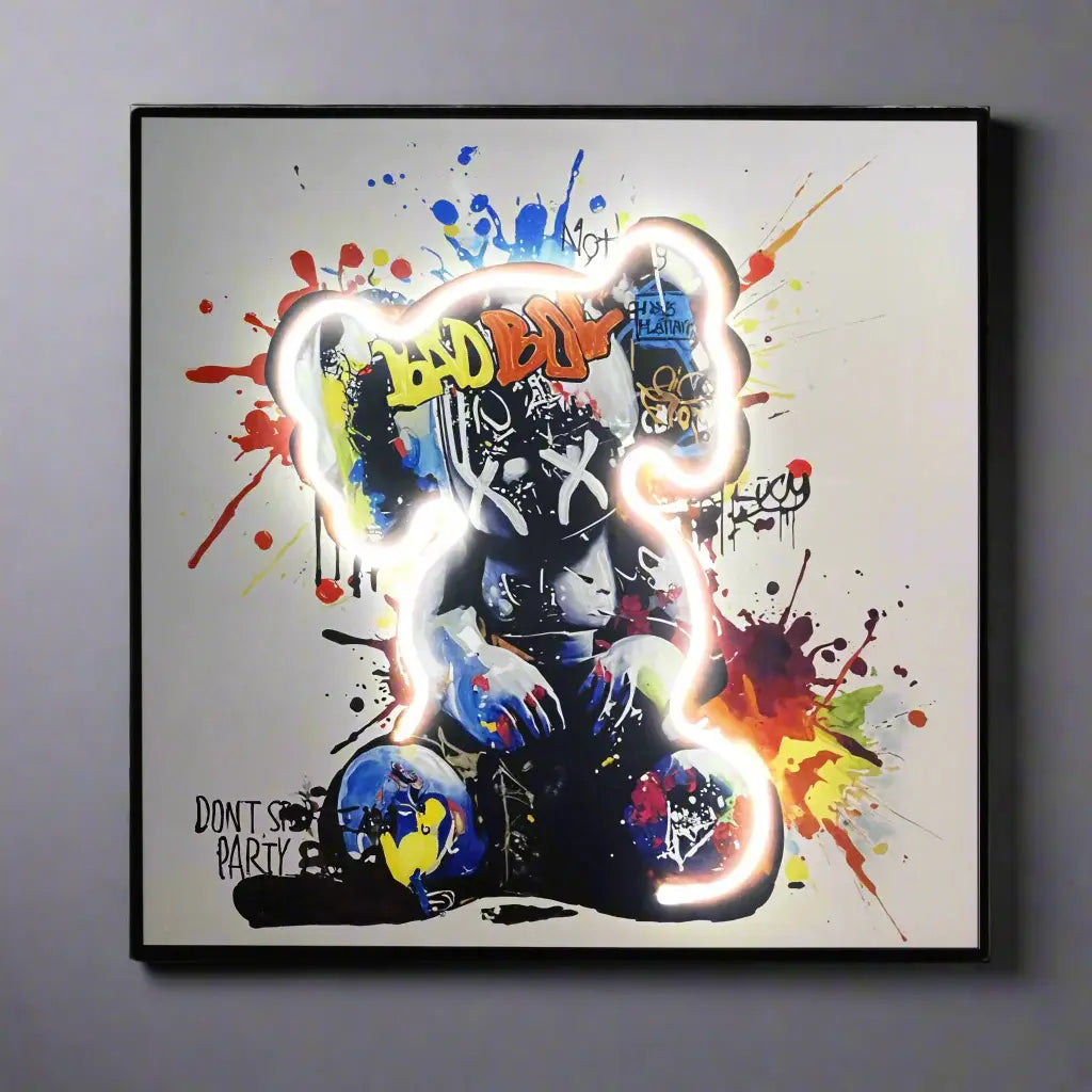 Pop Burn Wall Art Interior Moderna White LED