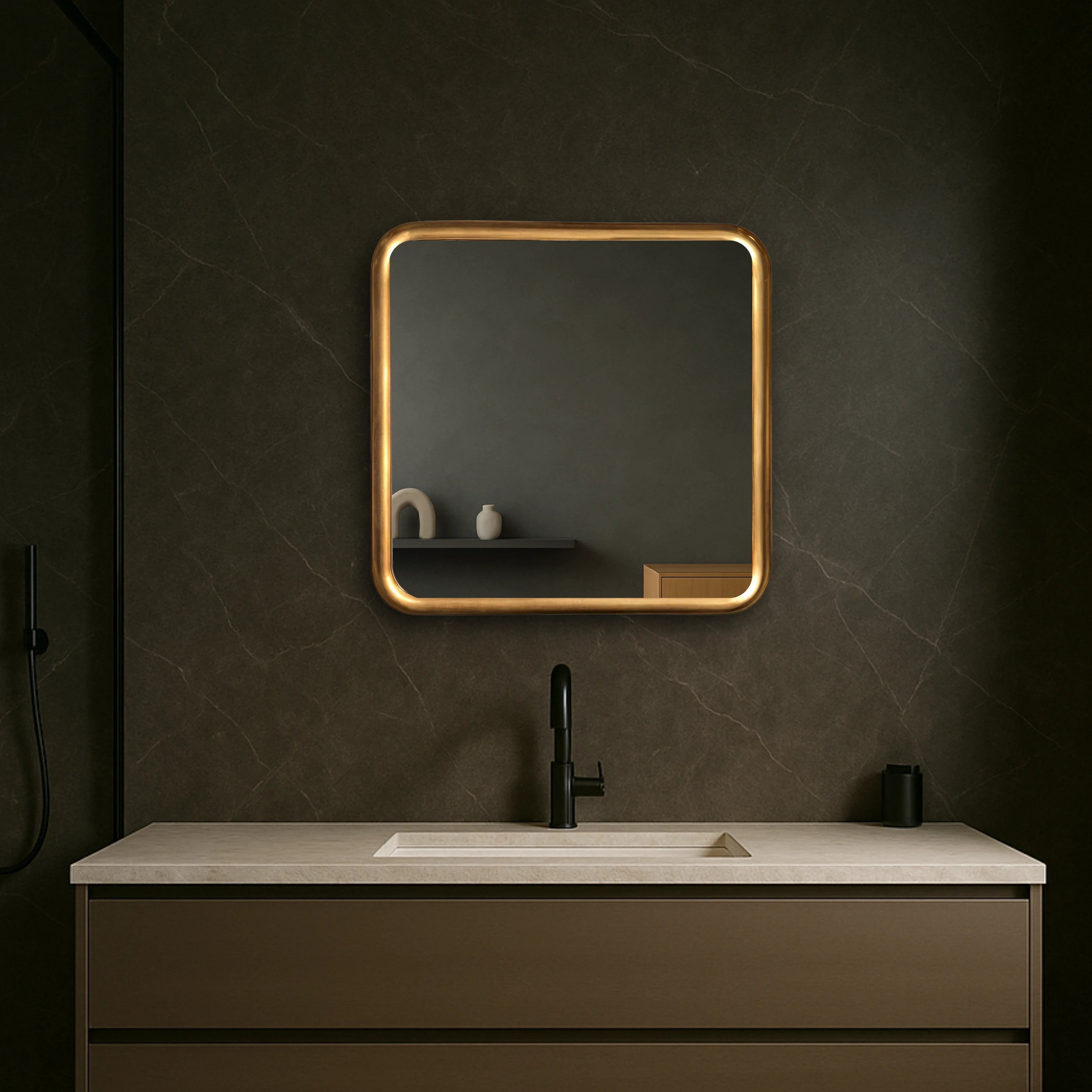 Bold Square Mirror Mirror Interior Moderna Gold