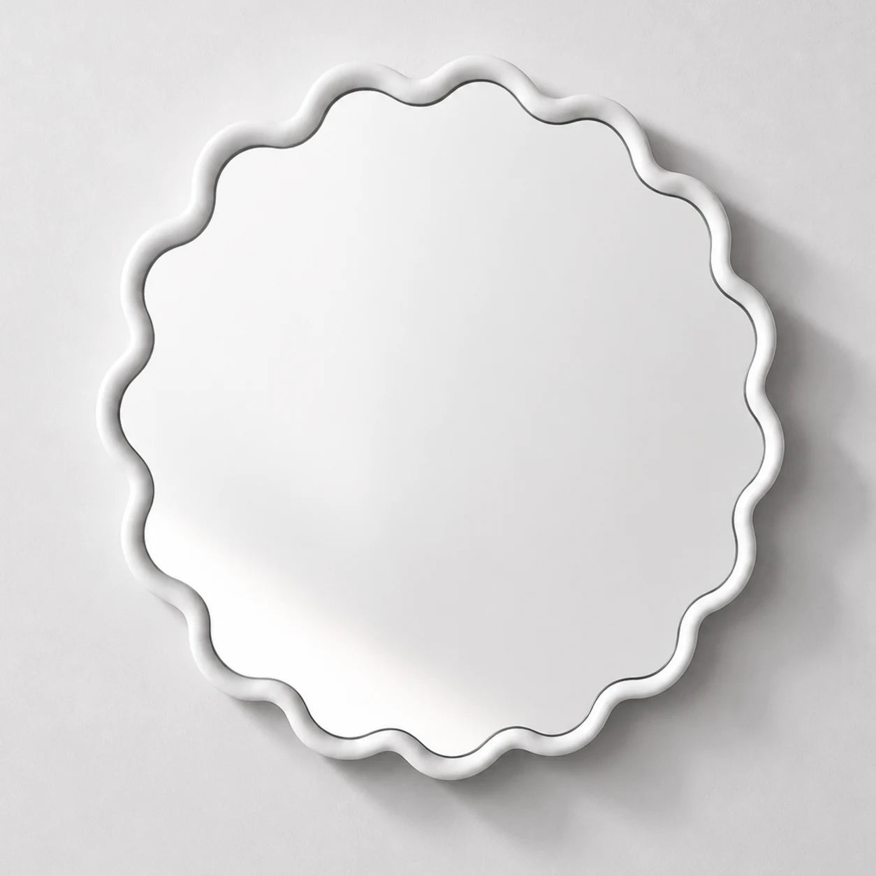 Round Wave Mirror Mirror Interior Moderna White New