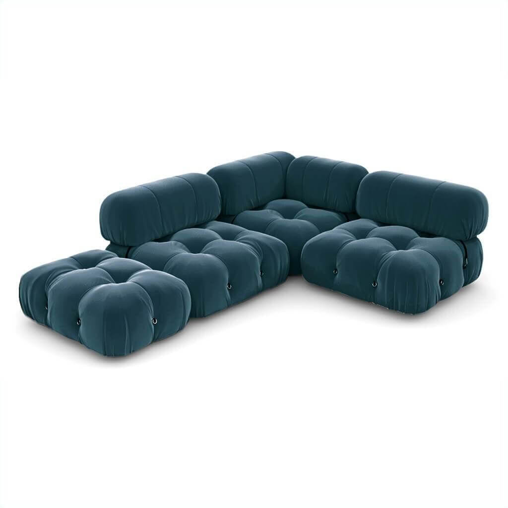 Mario Bellini Combination D Sofa Interior Moderna Indigo Blue Velvet