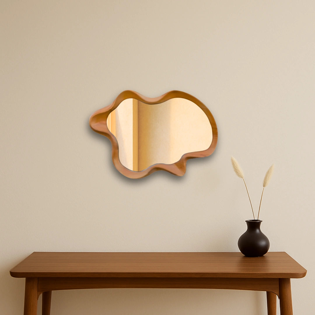 Irregular Wave Mirror Mirror Interior Moderna Wood Medium