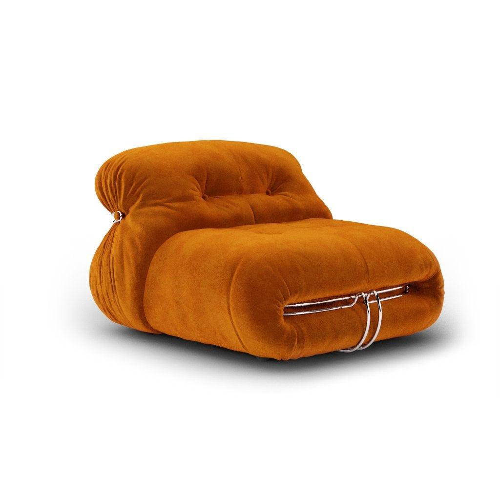 Soriana Single Sofa Interior Moderna Mango Orange Velvet