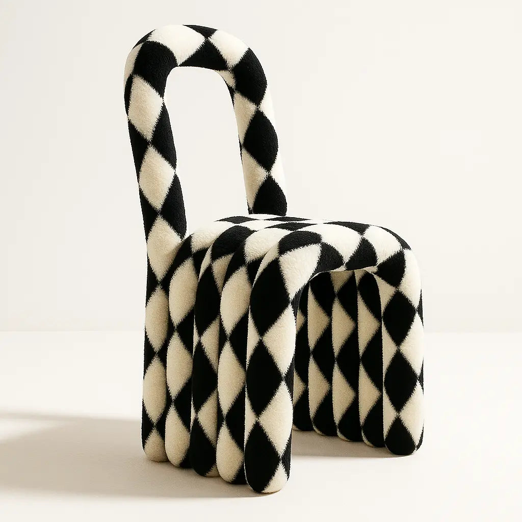 Noodle Pipe Chair Chair Interior Moderna Black + White Kids Sized