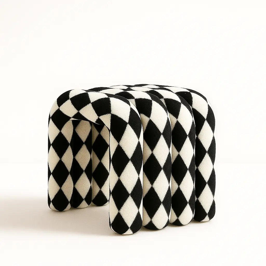Noodle Pipe Stool Chair Interior Moderna Black+White