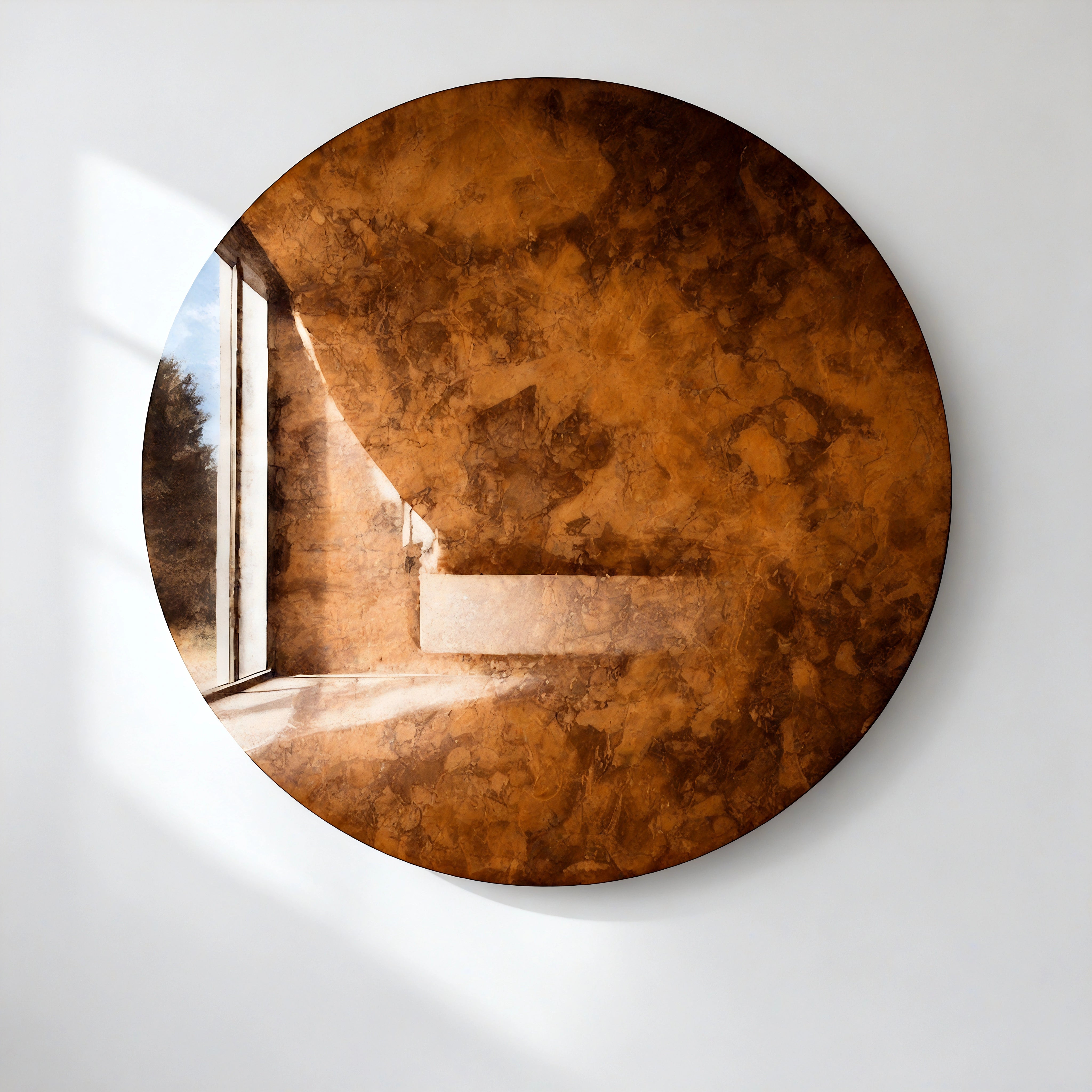 Antiqued Round Mirror | Aurelia Dusk Mirror Interior Moderna