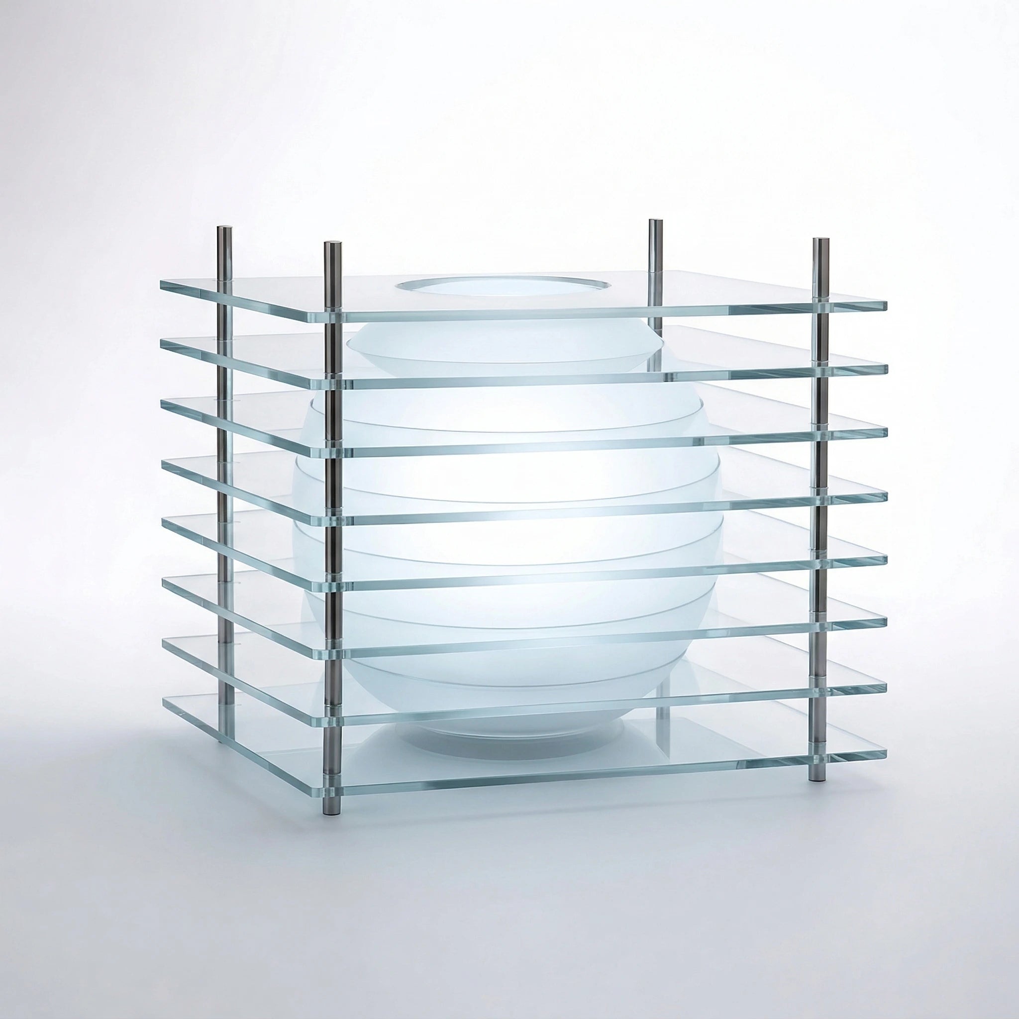 Luminex Cube Lamp Interior Moderna Clear Glass New