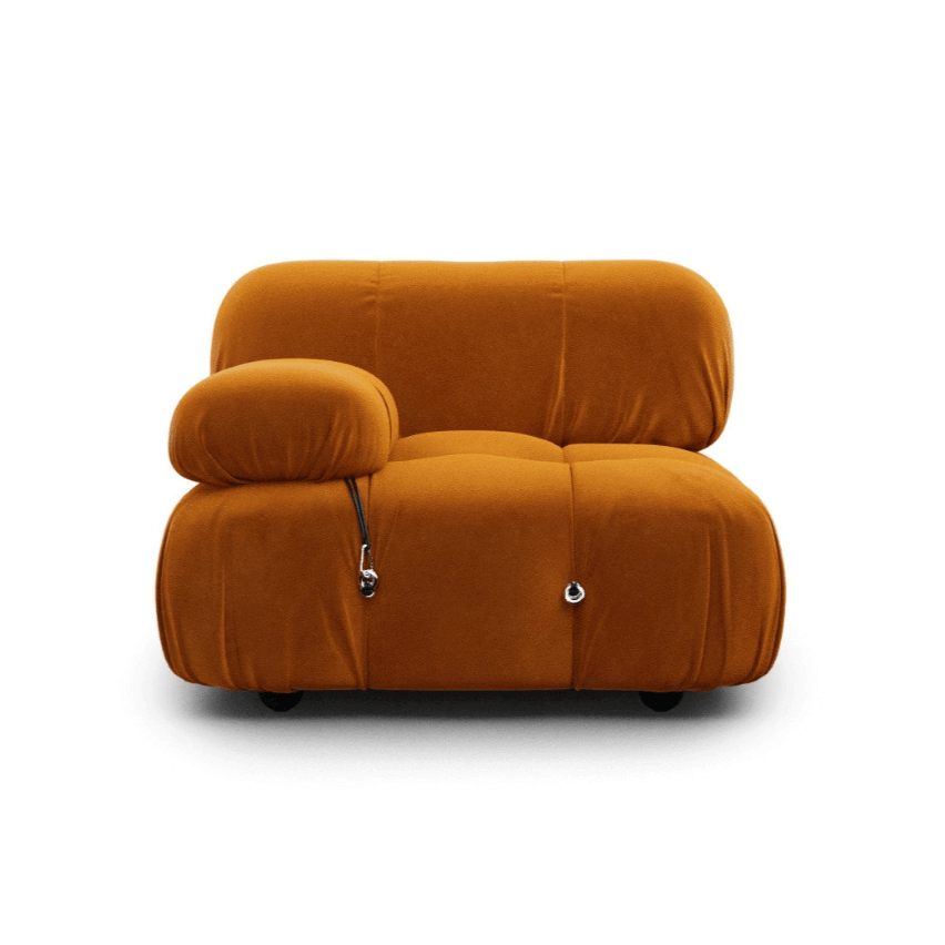Mario Bellini Left/Right Armrest Module (Interchangeable) Sofa Interior Moderna Mango Orange Velvet