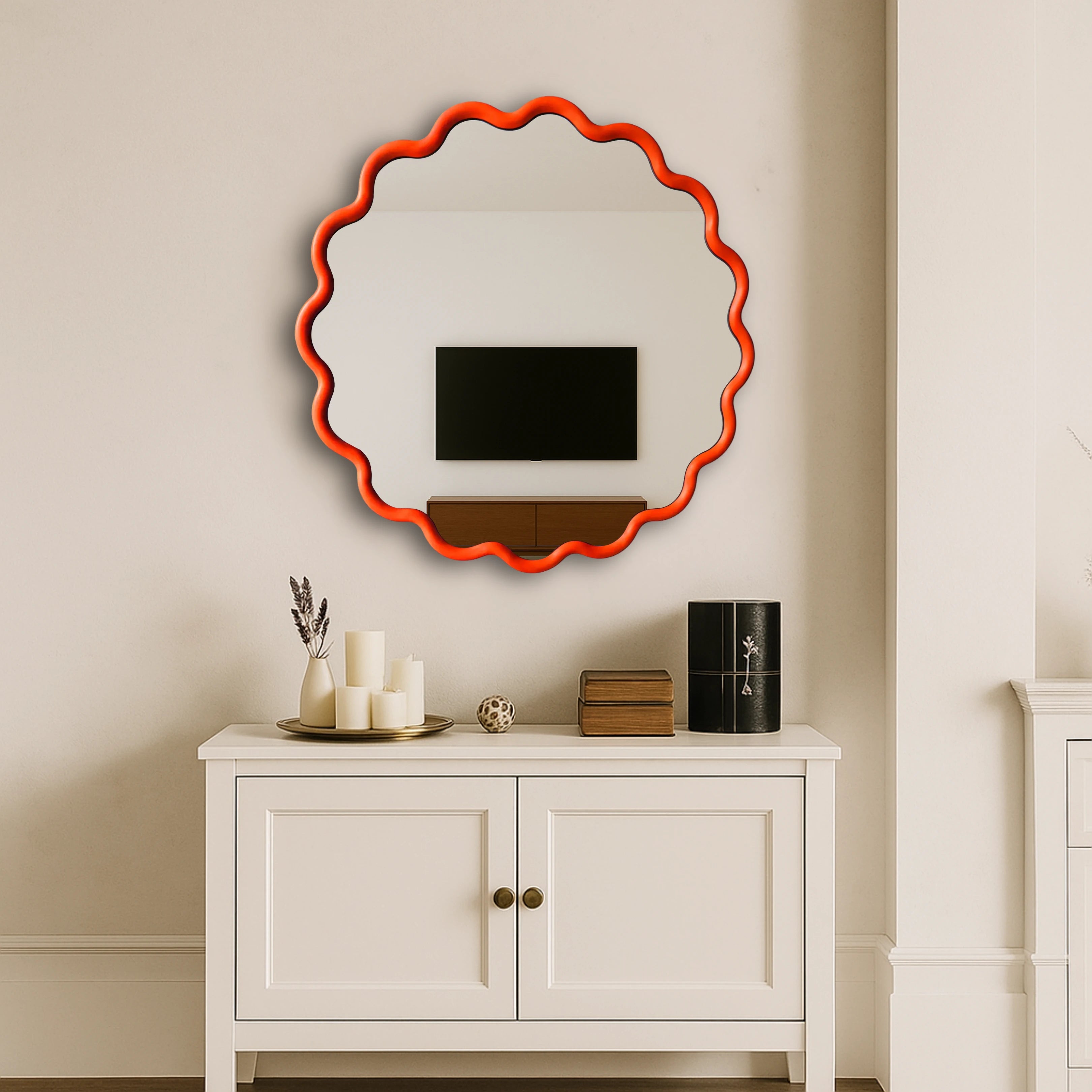 Round Wave Mirror Mirror Interior Moderna
