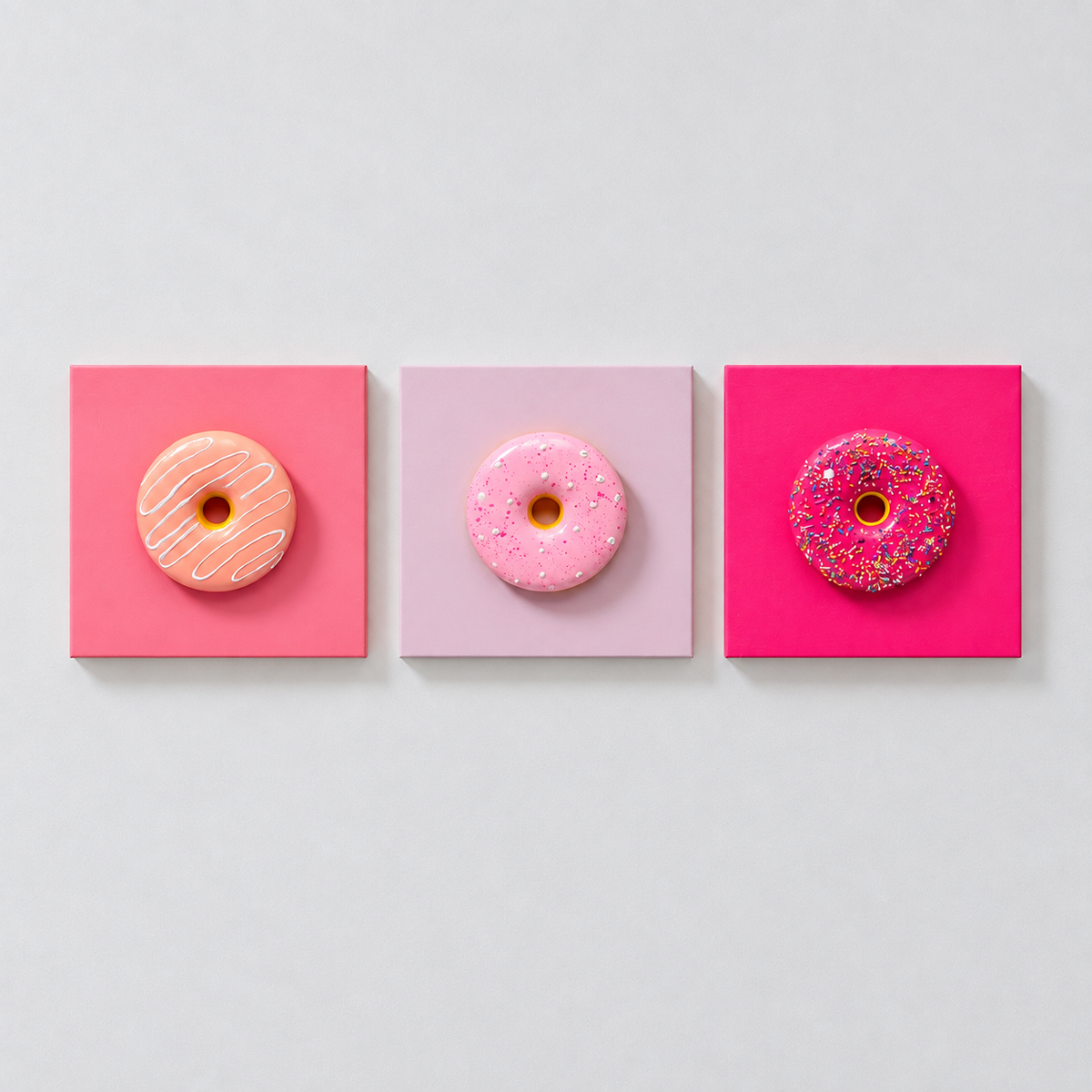 Pastel Donut Trio Wall Art Interior Moderna New