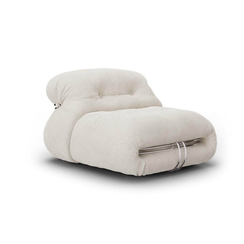 Soriana Single Sofa Interior Moderna Pearl White Boucle