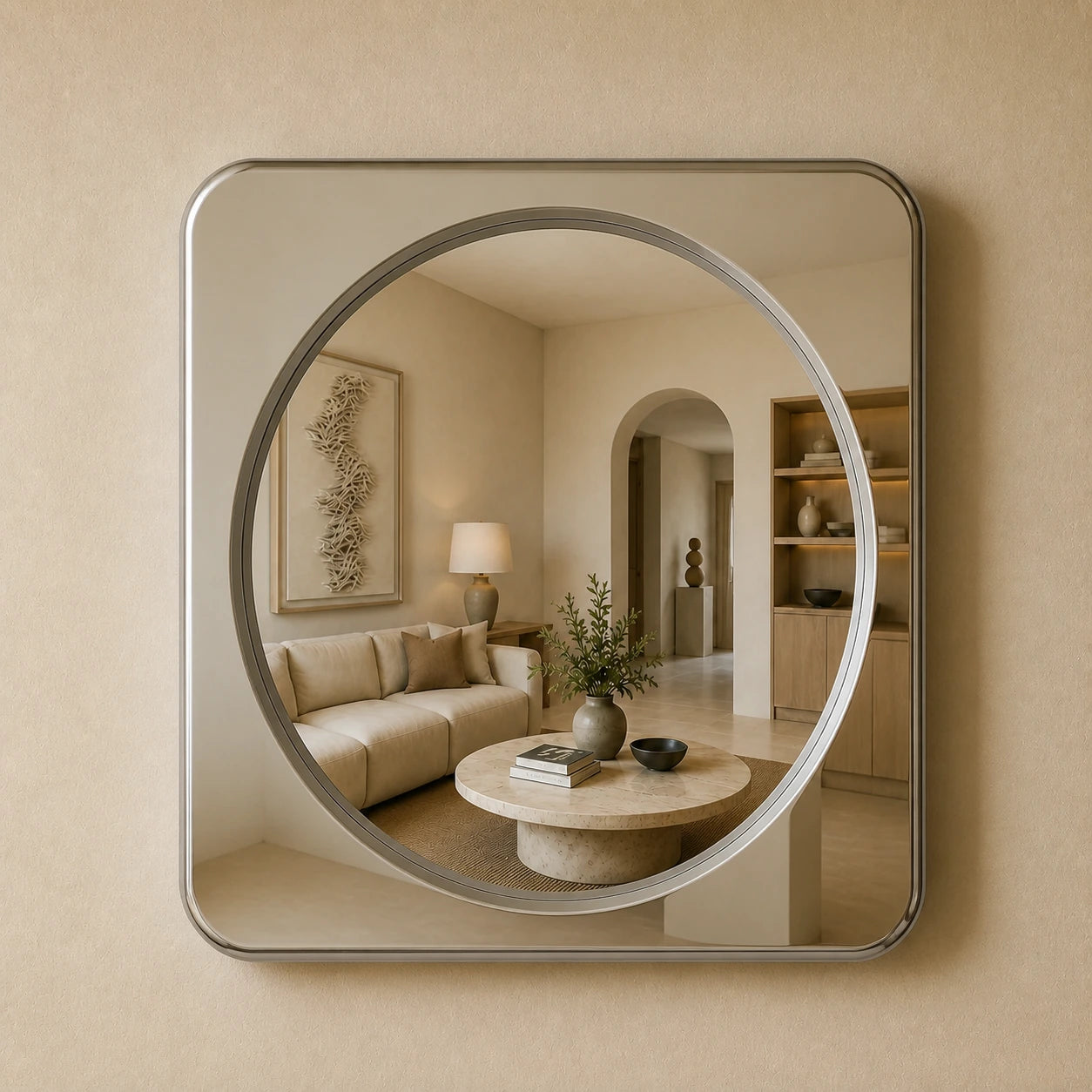 Rounded Square Mirror | Silver Mirror Interior Moderna