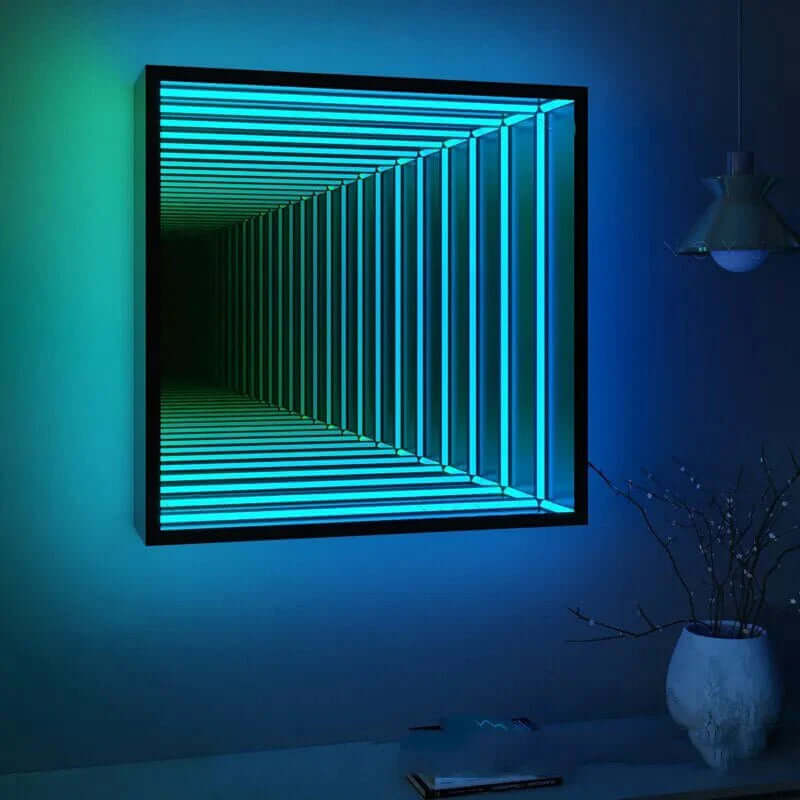 Square Infinity Mirror Mirror Interior Moderna 11.8"