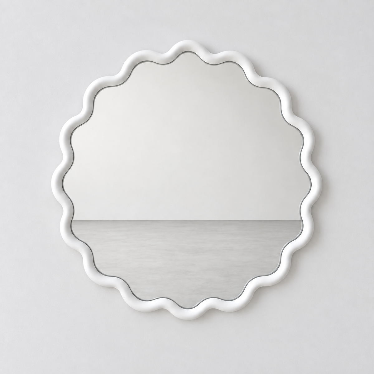Round Wave Mirror Mirror Interior Moderna White New