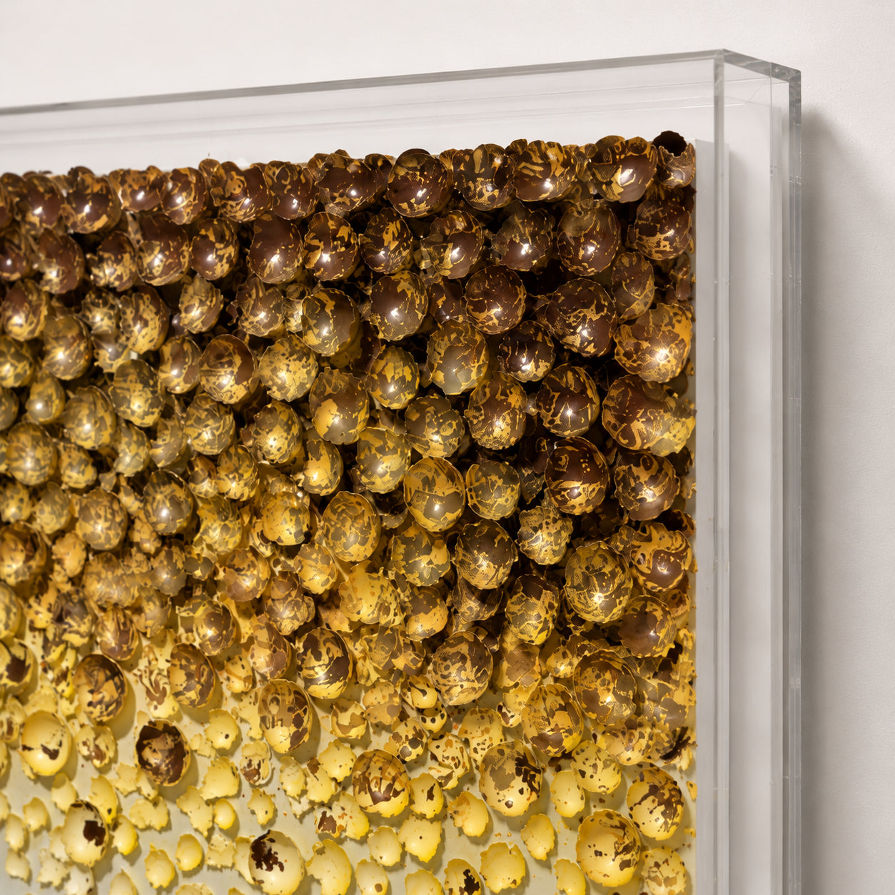 Sedimentation | Citrine close detail — dark amber and bronze sphere elements, upper register