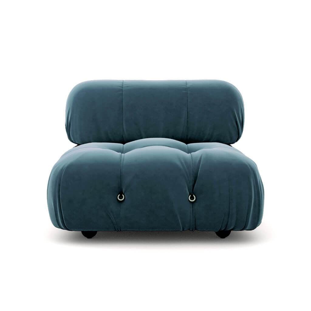 Mario Bellini Center Module Sofa Interior Moderna Indigo Blue Velvet