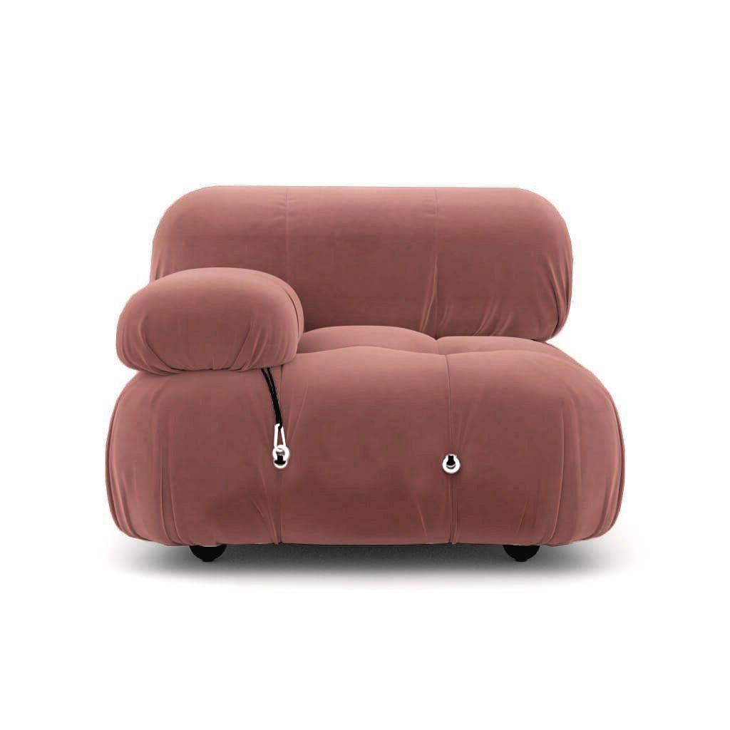 Mario Bellini Left/Right Armrest Module (Interchangeable) Sofa Interior Moderna Rose Mauve Velvet