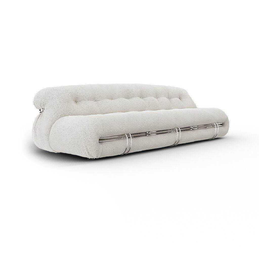 Soriana Three Seater Sofa Interior Moderna Pearl White Boucle