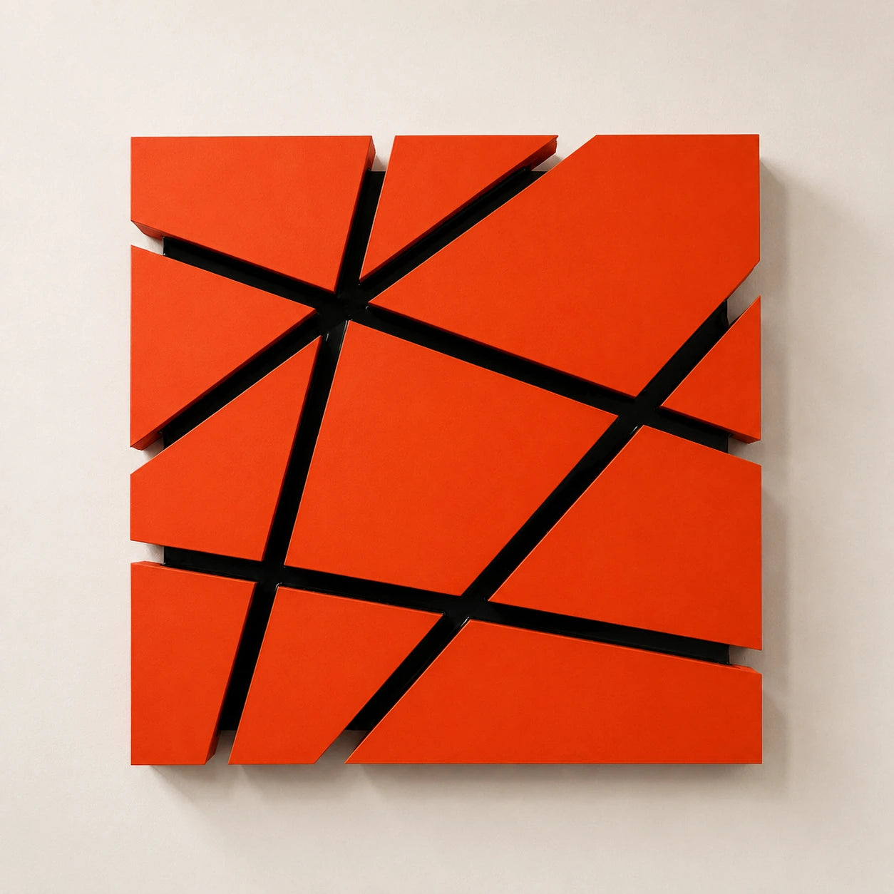 Orange geometric dimensional wall art - Intersect straight-on hero