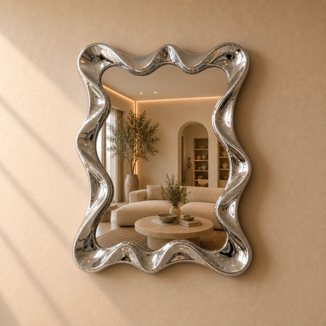 Tidal Mirror | Chrome Mirror Interior Moderna