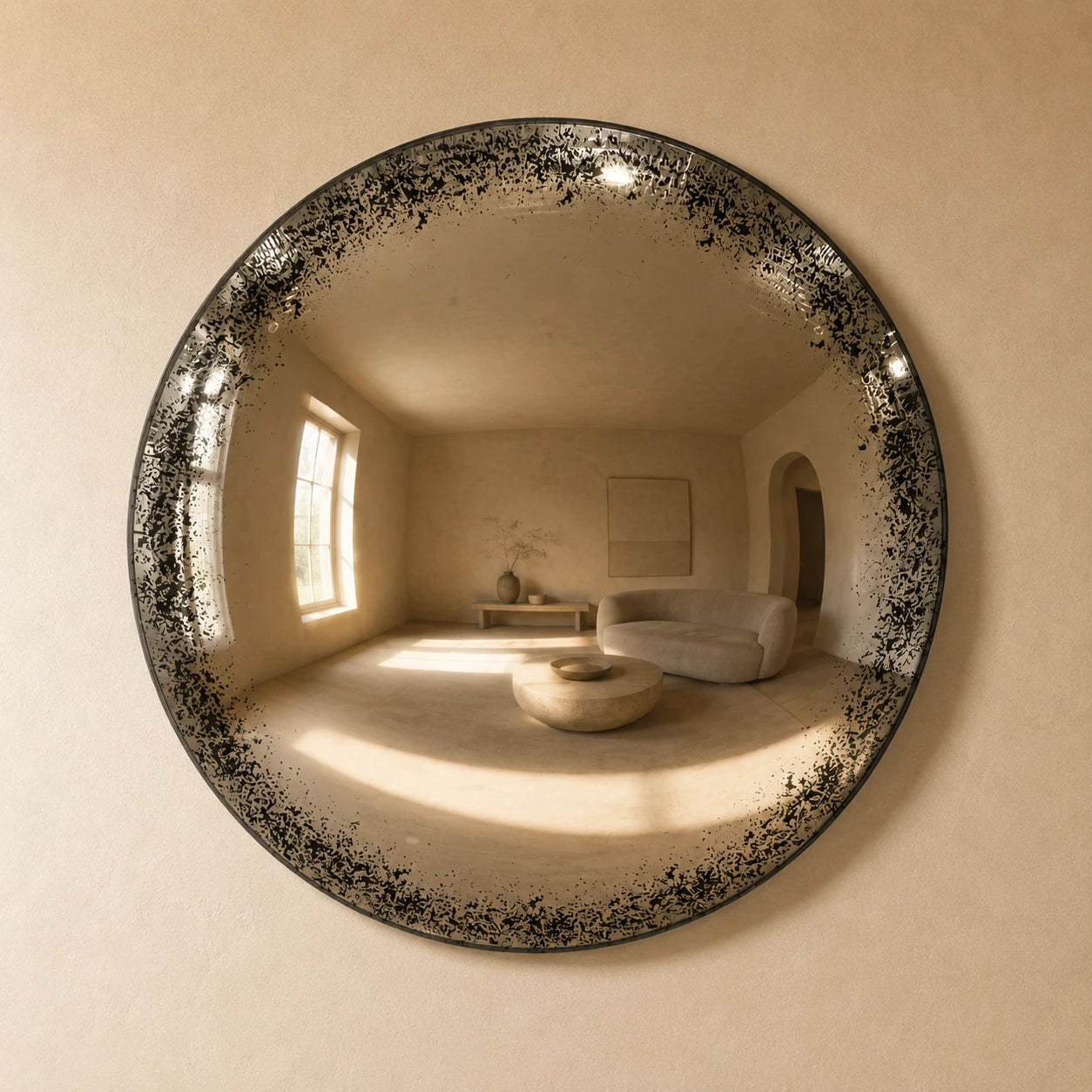 Convex Mirror | Antiqued Mercury Mirror Interior Moderna