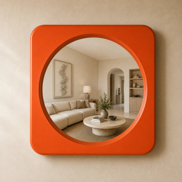 Rounded Square Mirror Mirror Interior Moderna Orange New