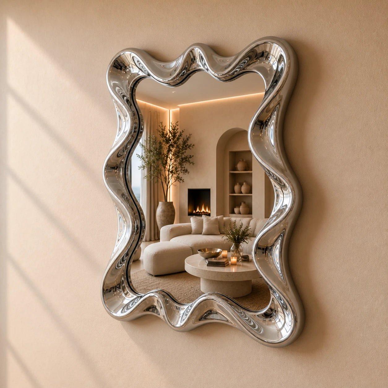 Tidal Mirror | Chrome Mirror Interior Moderna