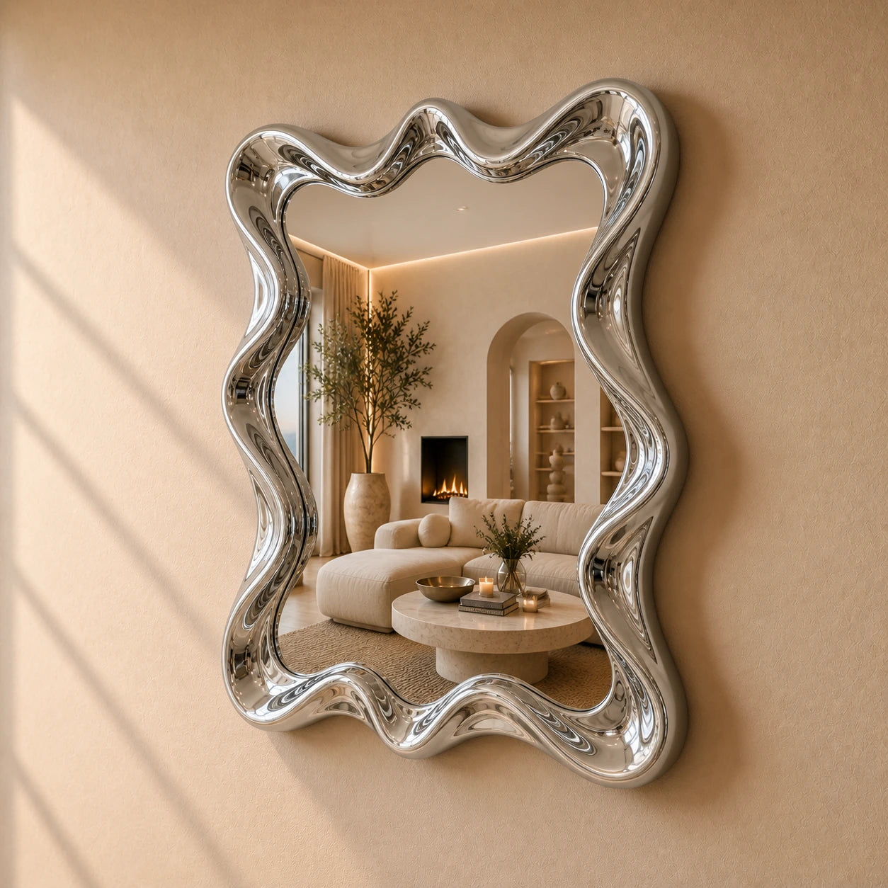 Tidal Mirror | Chrome Mirror Interior Moderna