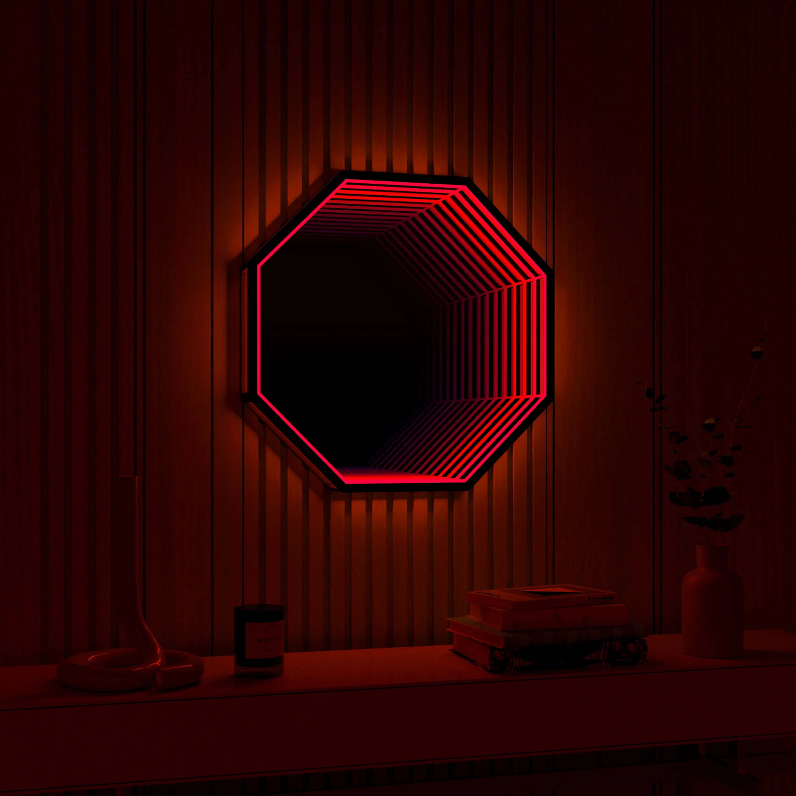 3D Octagon Infinity Mirror Mirror Interior Moderna   