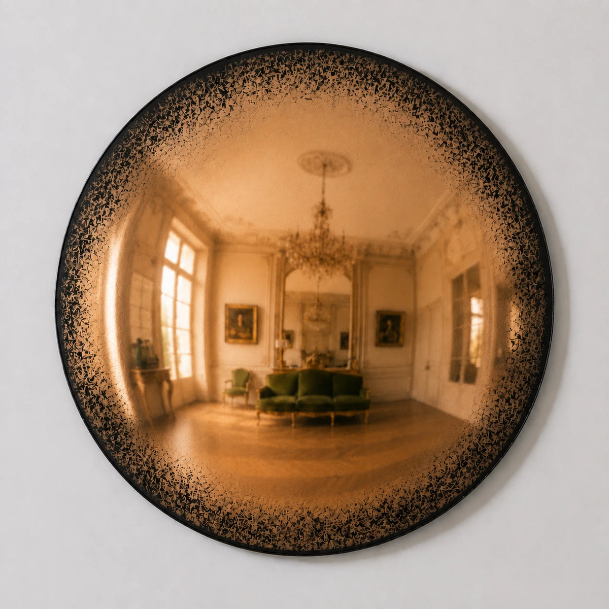 Convex Mirror | Antiqued Cognac Mirror Interior Moderna