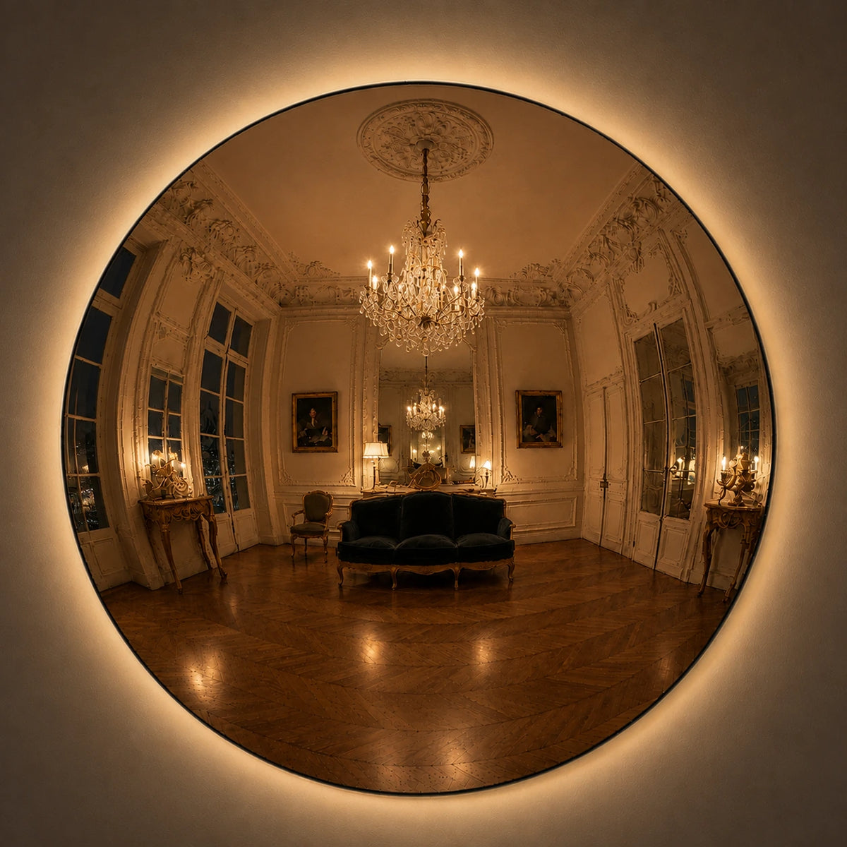 Convex Glow Mirror | Chrome Halo Mirror Interior Moderna Medium