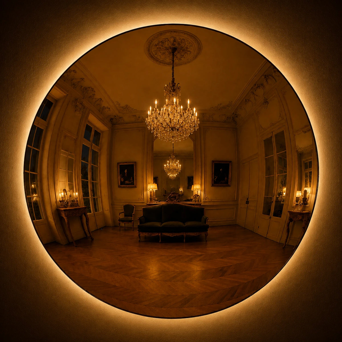 Convex Glow Mirror | Bronze Halo Mirror Interior Moderna