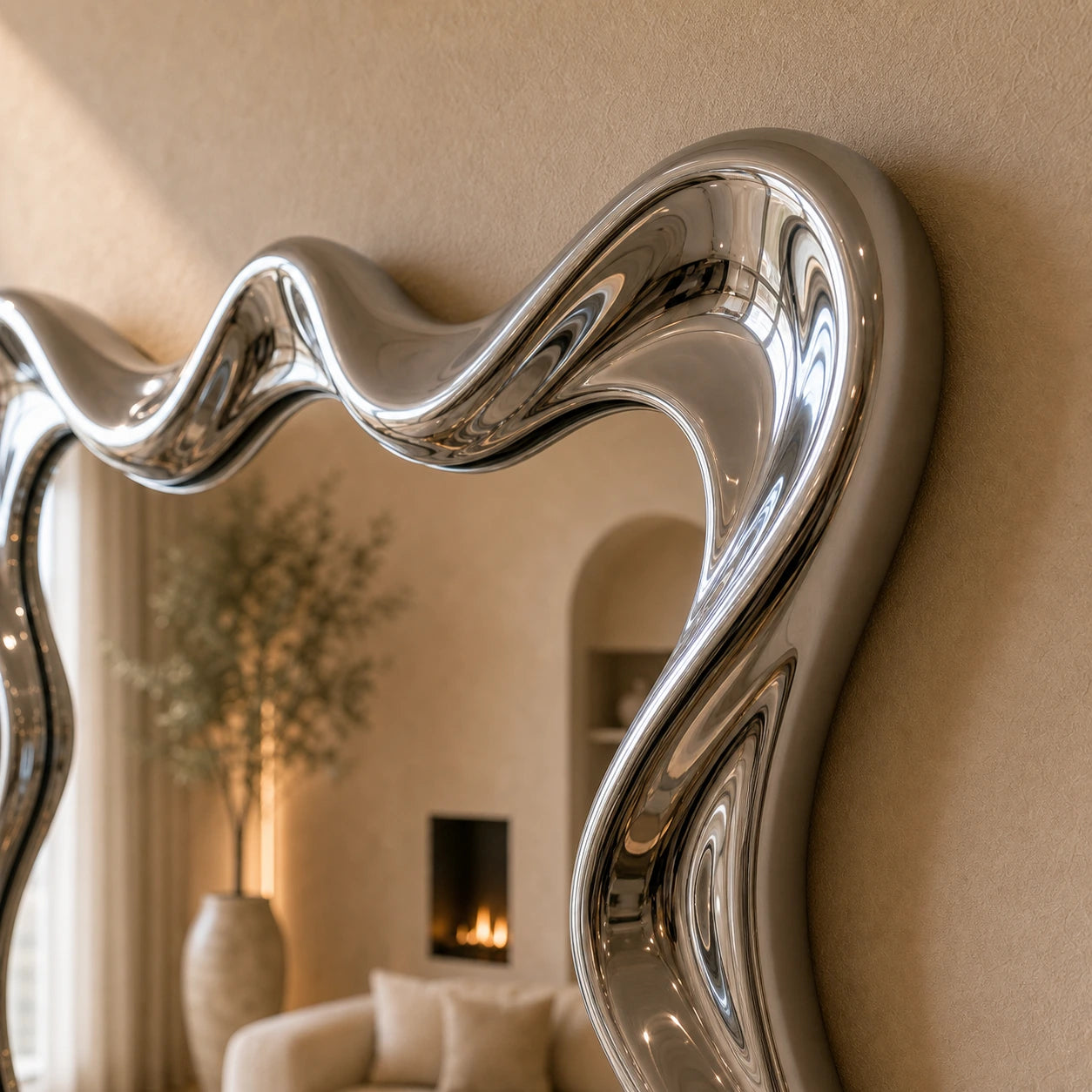 Tidal Mirror | Chrome Mirror Interior Moderna