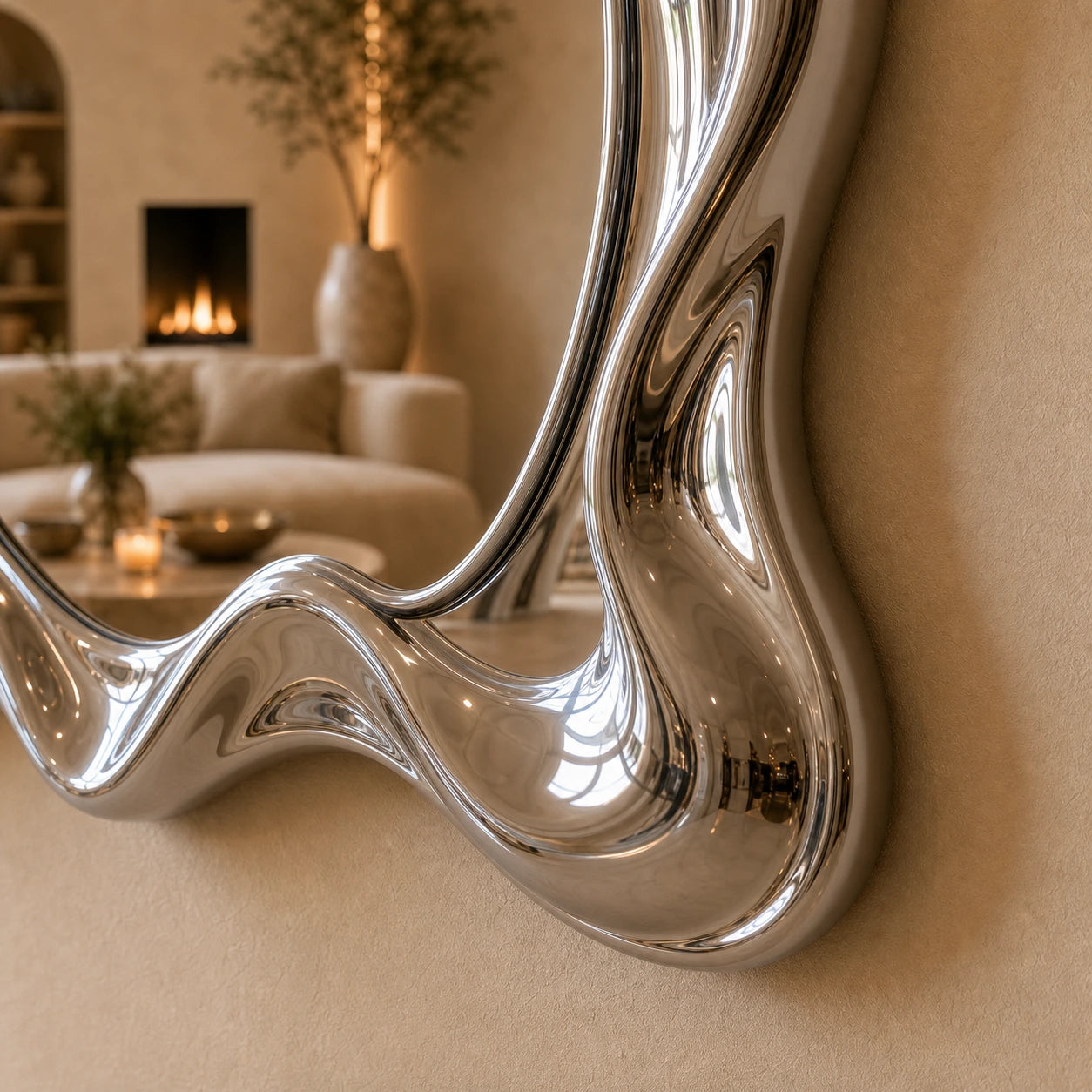Tidal Mirror | Chrome Mirror Interior Moderna