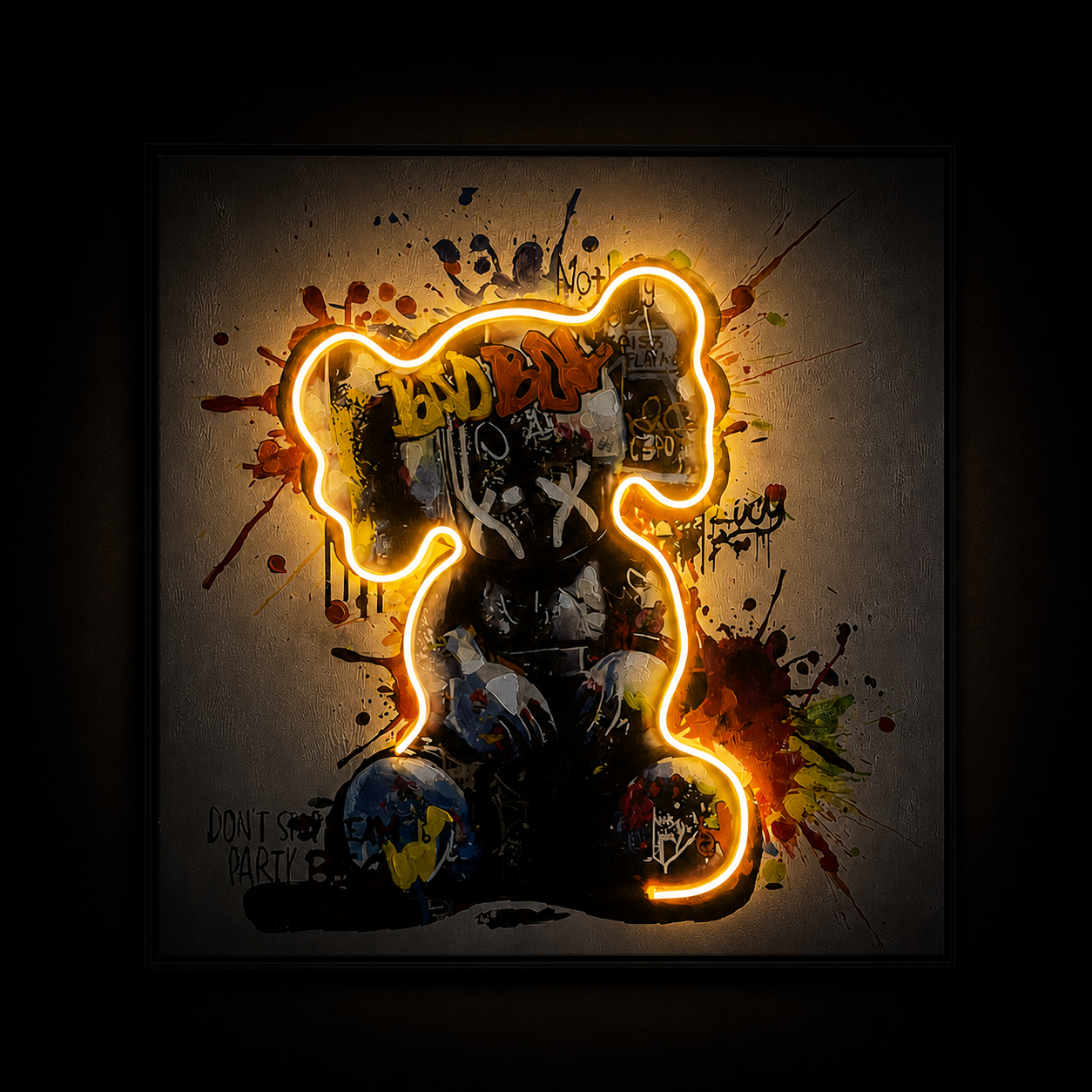 Pop Burn Wall Art Interior Moderna Yellow LED New