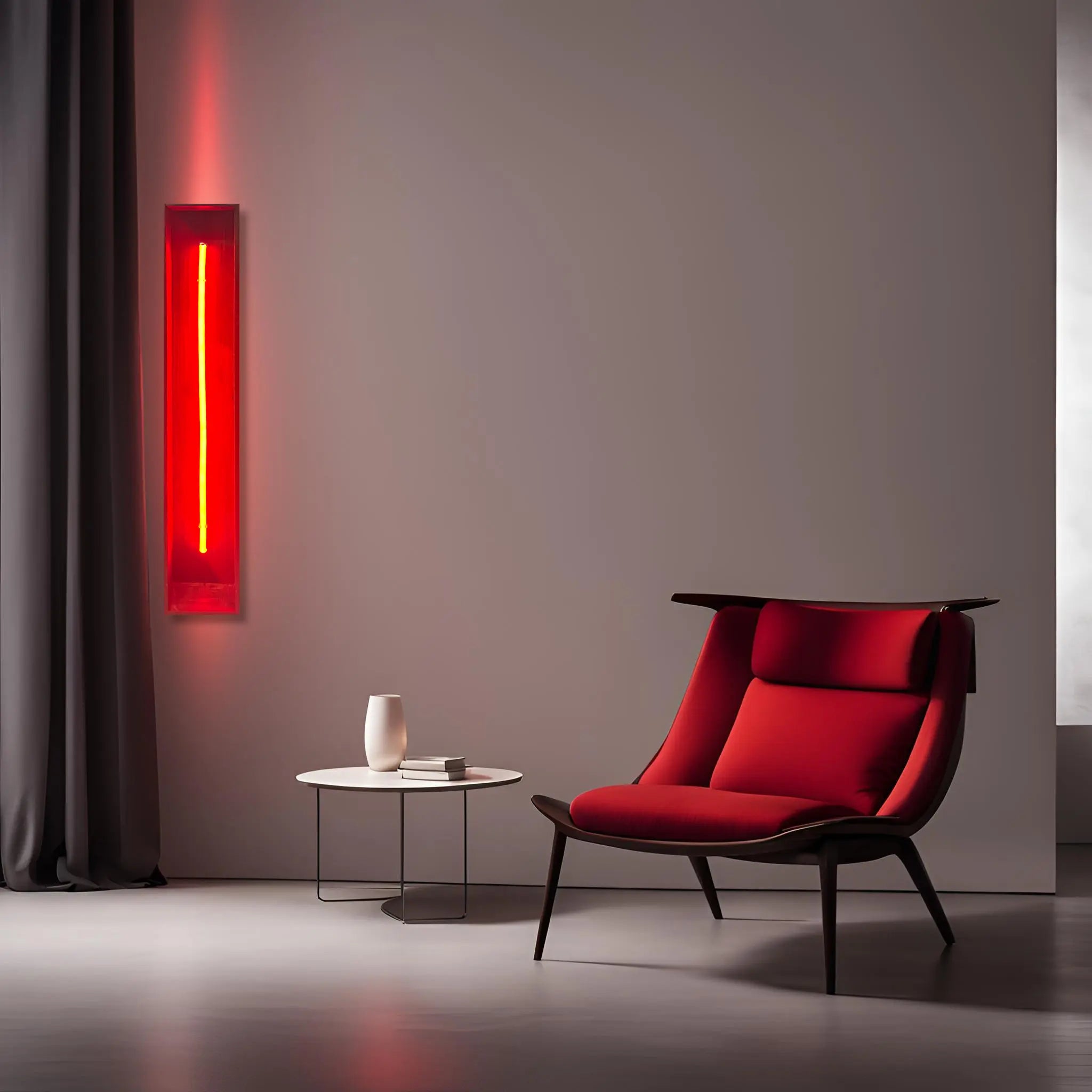 Redwood Radiance Lamp | Tall Red LED Strip Wooden Lamp Lamp Interior Moderna