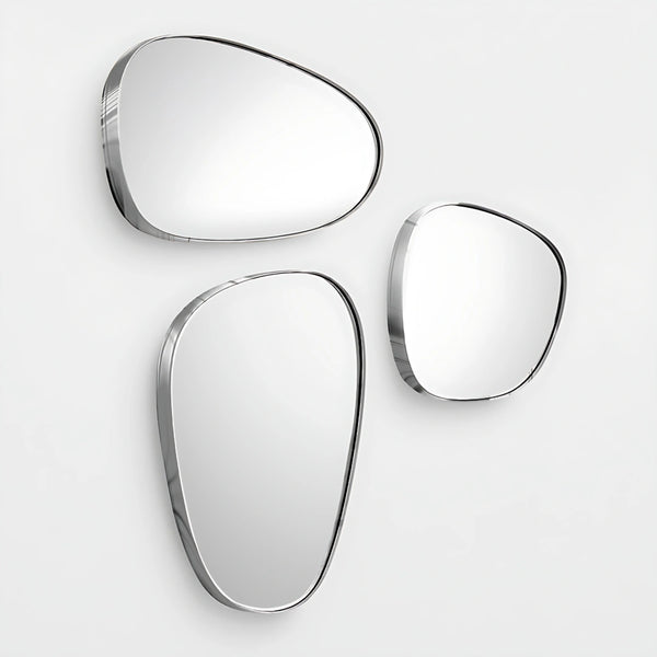 Pebble Mirror Set Mirror Interior Moderna Chrome Silver Set of 3