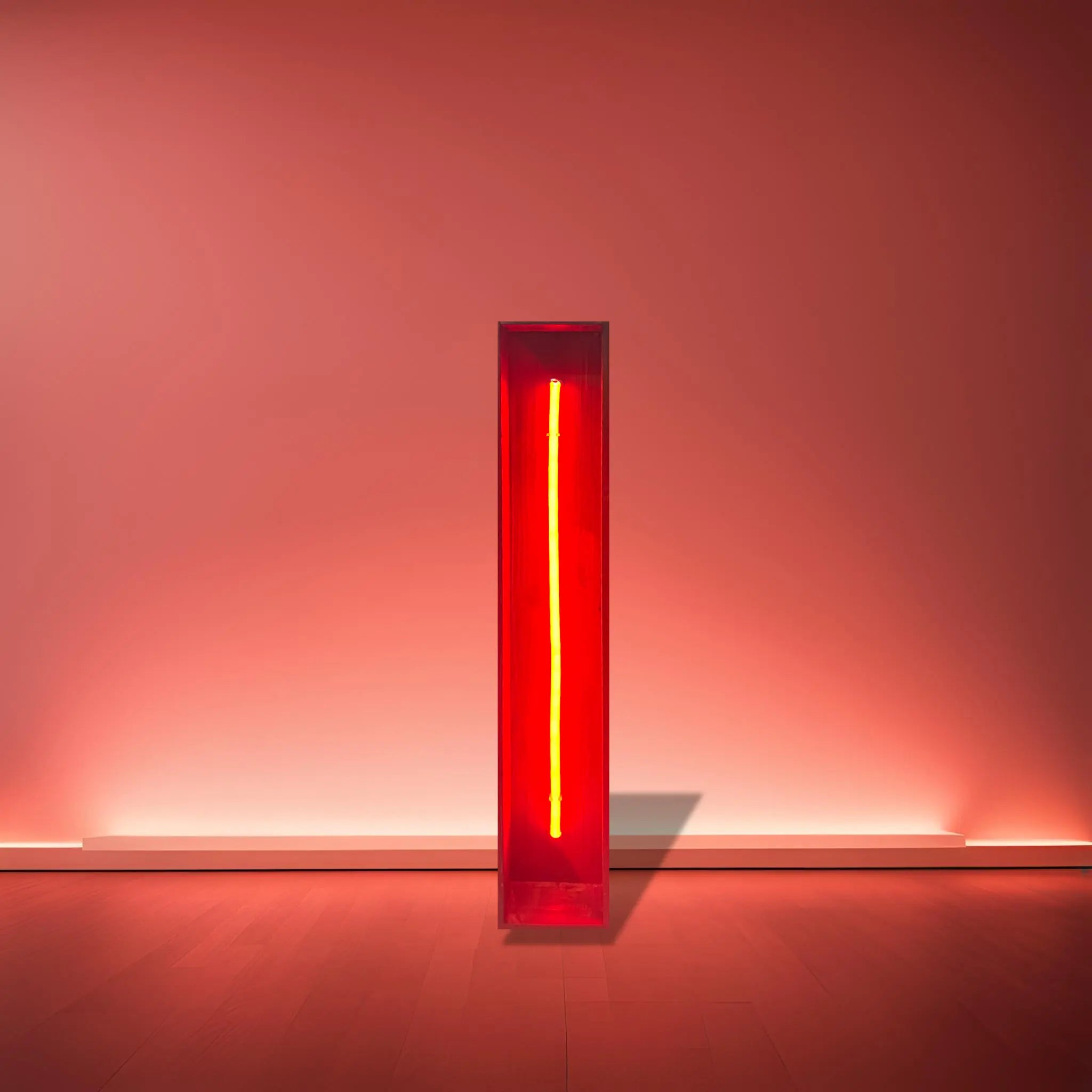 Redwood Radiance Lamp | Tall Red LED Strip Wooden Lamp Lamp Interior Moderna