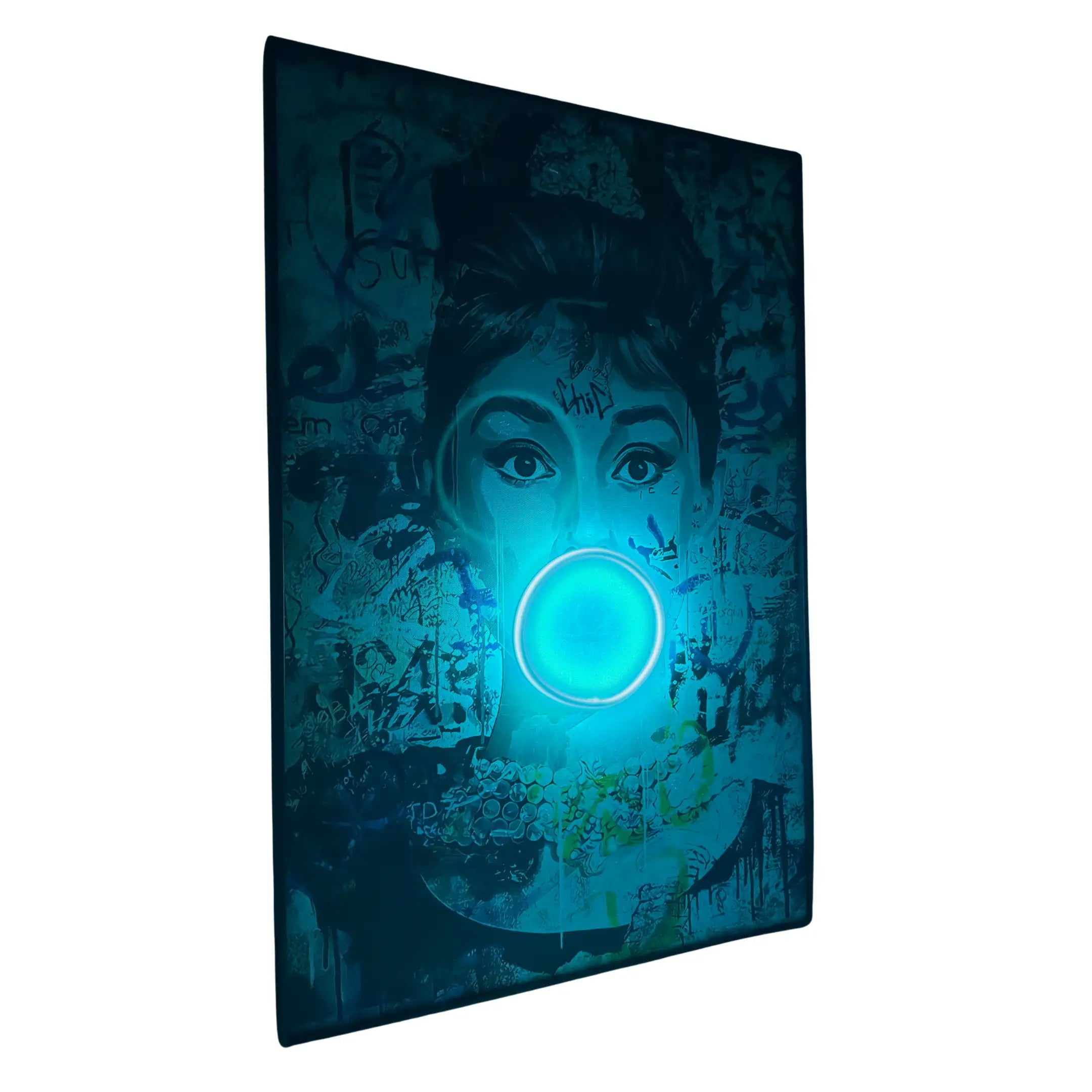 Audrey Hepburn Bubble Gum LED Painting Wall Art Interior Moderna