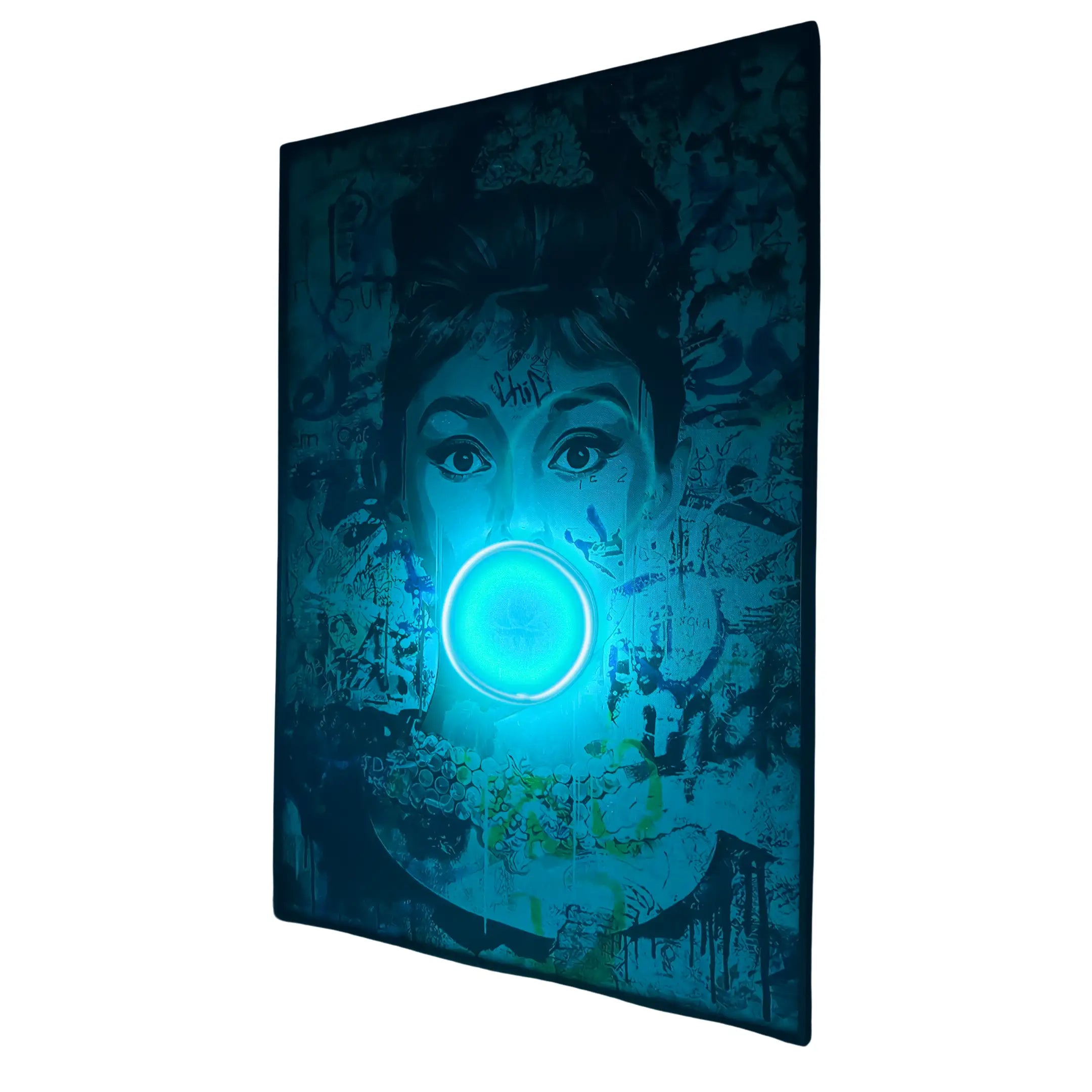 Audrey Hepburn Bubble Gum LED Painting Wall Art Interior Moderna