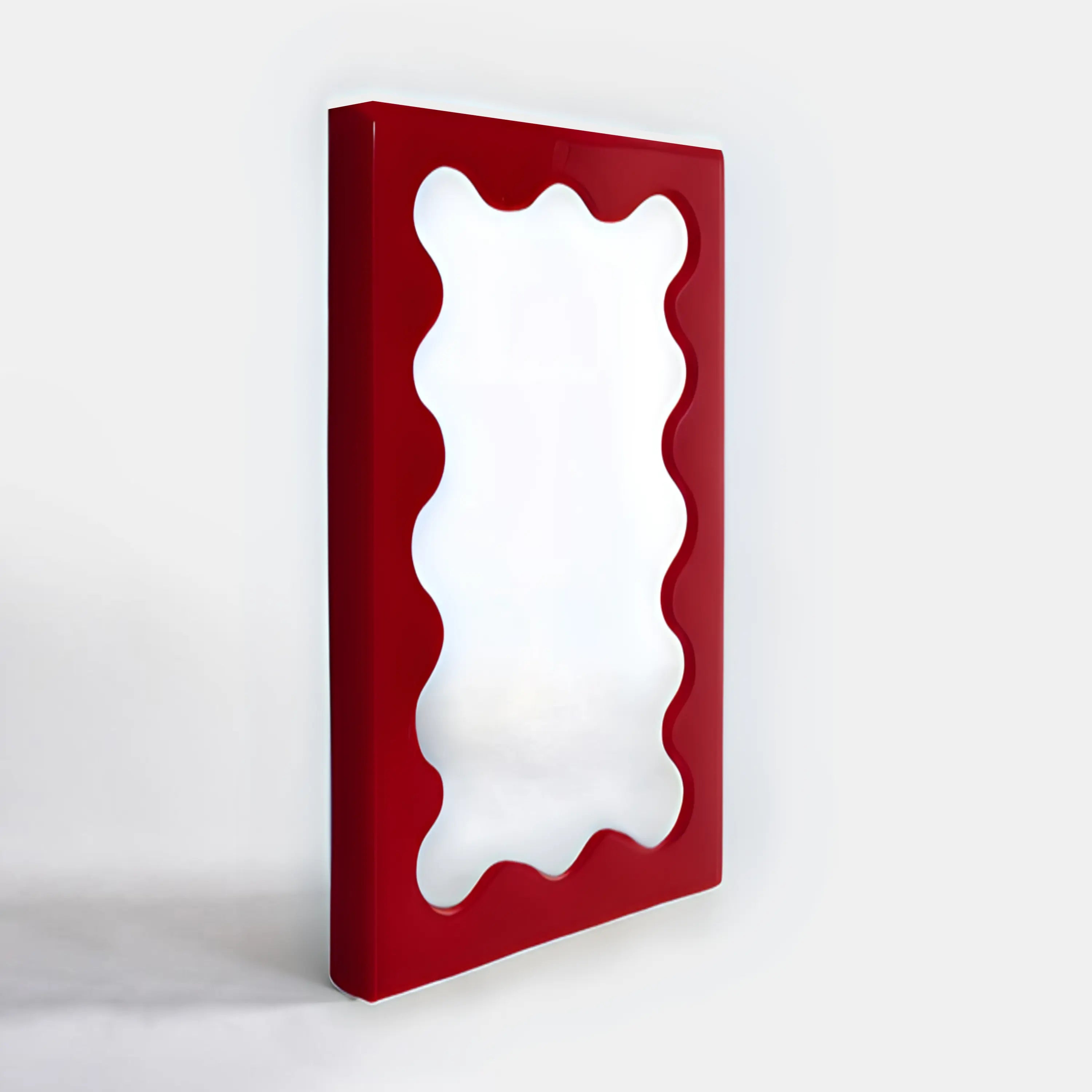 Wave Frame Mirror Mirror Interior Moderna Small Red