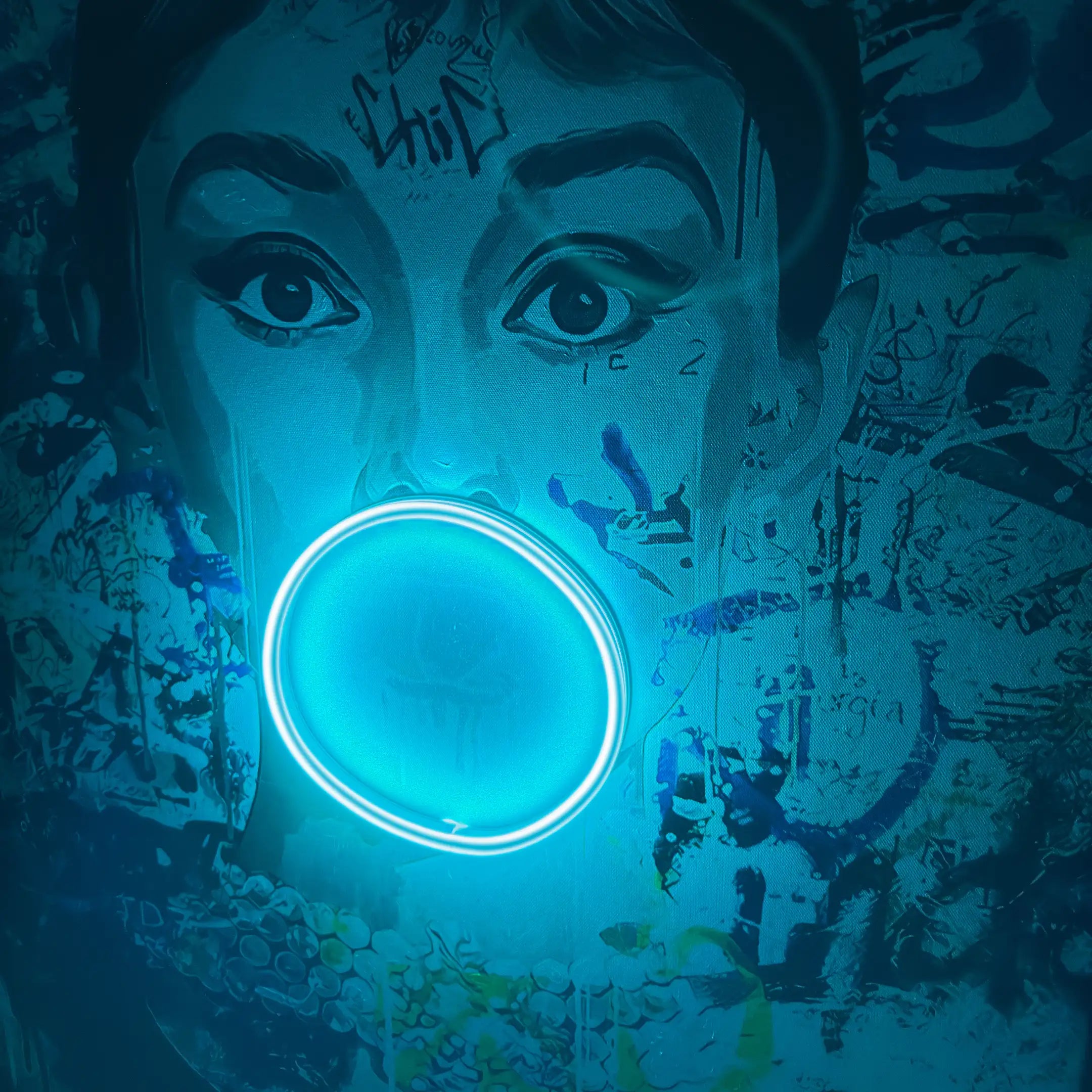 Audrey Hepburn Bubble Gum LED Painting Wall Art Interior Moderna