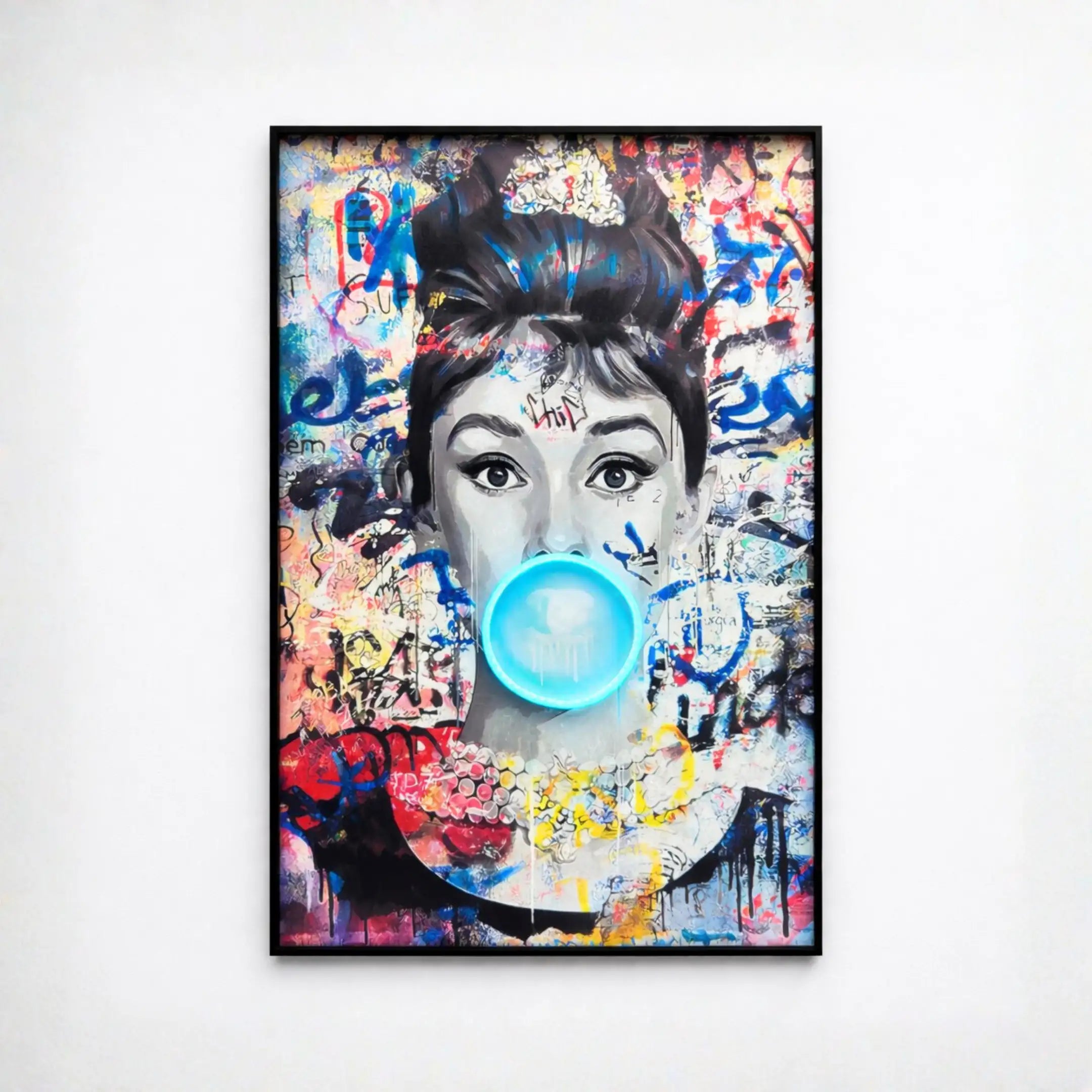 Audrey Hepburn Bubble Gum LED Painting Wall Art Interior Moderna