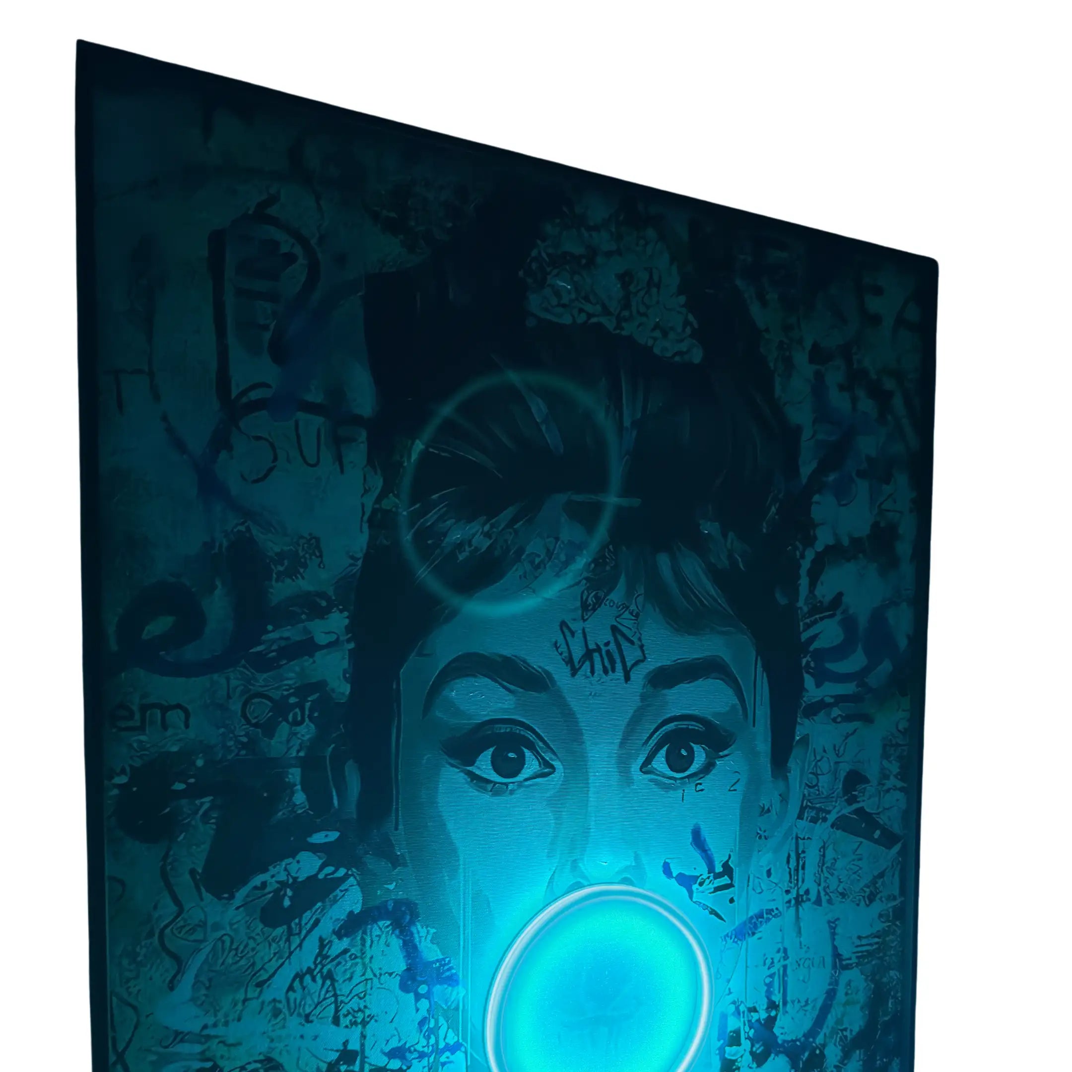 Audrey Hepburn Bubble Gum LED Painting Wall Art Interior Moderna