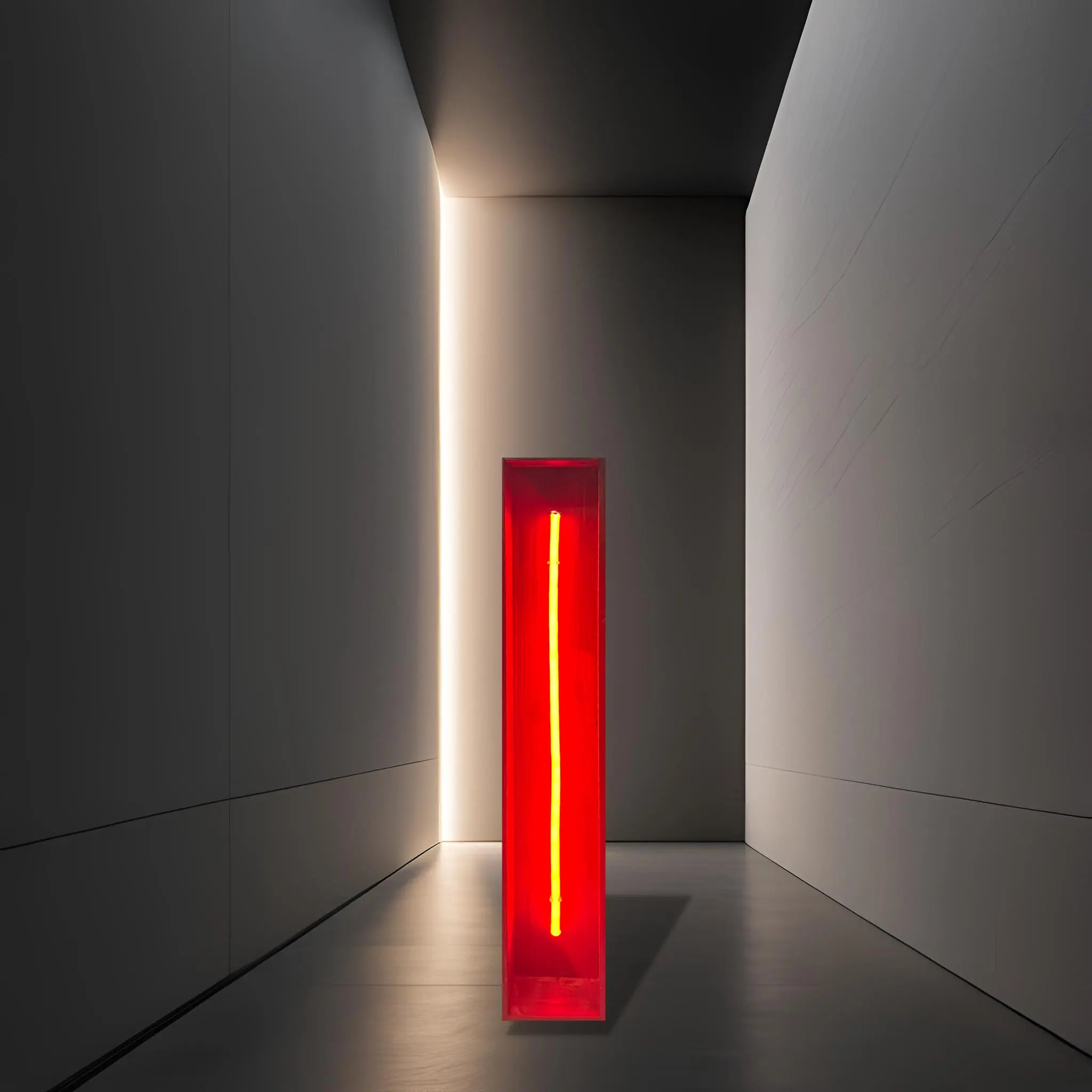 Redwood Radiance Lamp | Tall Red LED Strip Wooden Lamp Lamp Interior Moderna